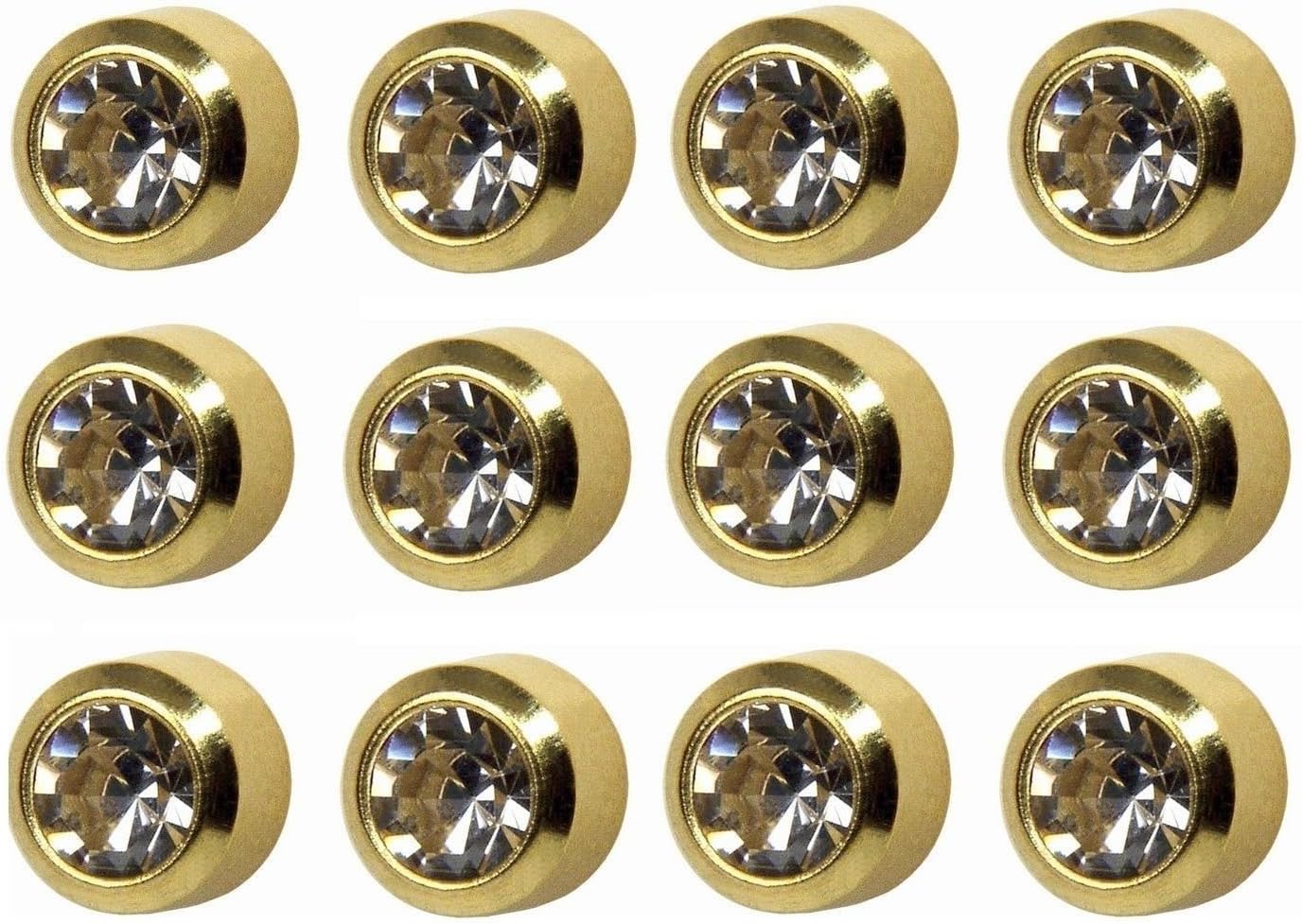 Caflon Ear Piercing Bezel Earrings Studs 3mm April C/Z Gold Plated 144 Pair