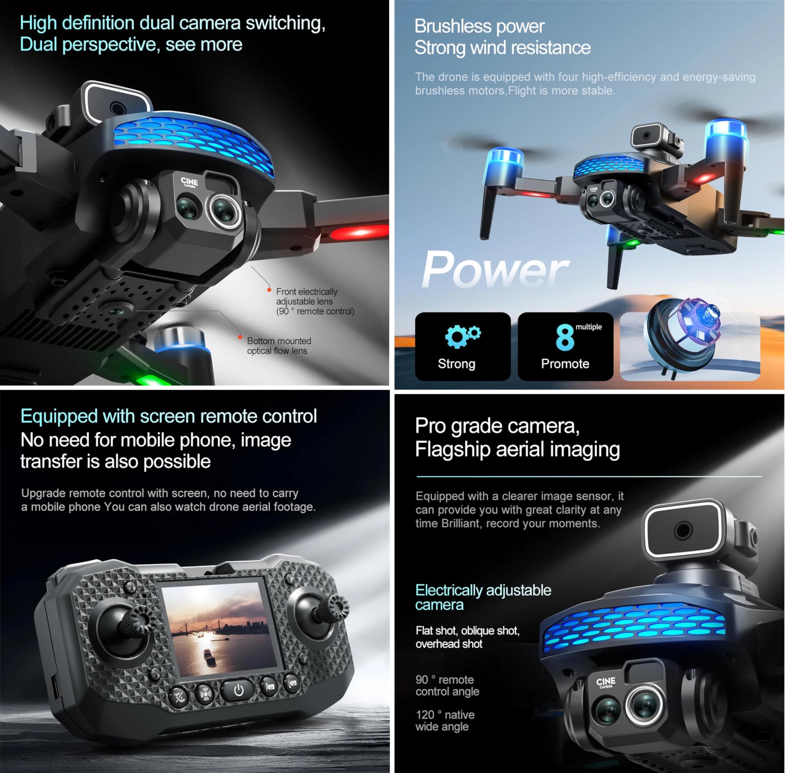 Dron 8K Profesjonalna kamera HD Drony 5G WIFI FPV Wideo 4k UAV Z ekranem Pilot zdalnego sterowania RC Quadcopter Dron