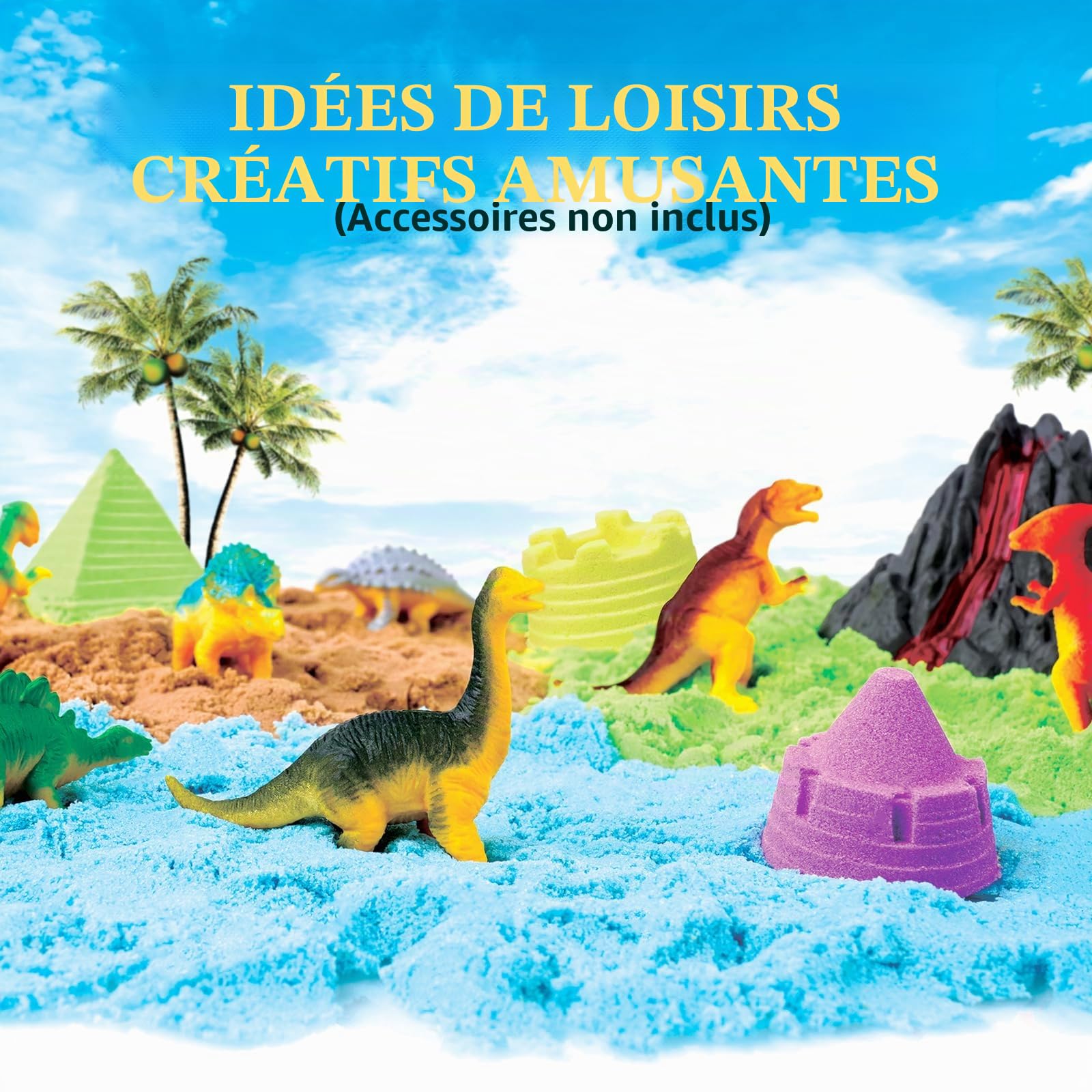 Lot économique de 5 kg de sable autocollant malléable coloré, ne sèche jamais – Recharge amusante pour les enfants en vrac pour jouets sensoriels, idéal pour façonner, presser, ramasser, rouler et