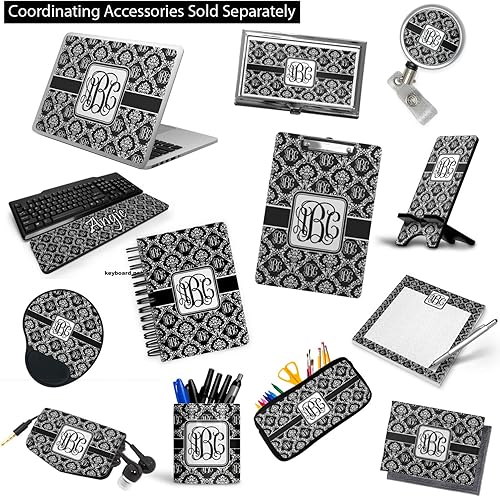 Miniatura 6 de Carpeta personalizada de 3 anillas de damasco con monograma - 1 pulgada