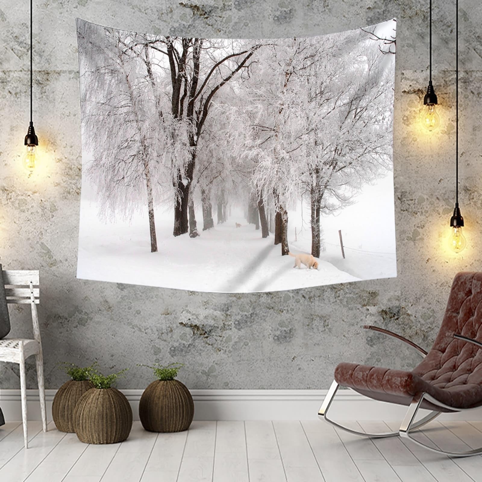 Skcess Dywan ścienny 240 x 220 cm, poliester dywan ścienny, różowy, niebieski, fioletowy, ścieżka śnieżna, dywan ścienny