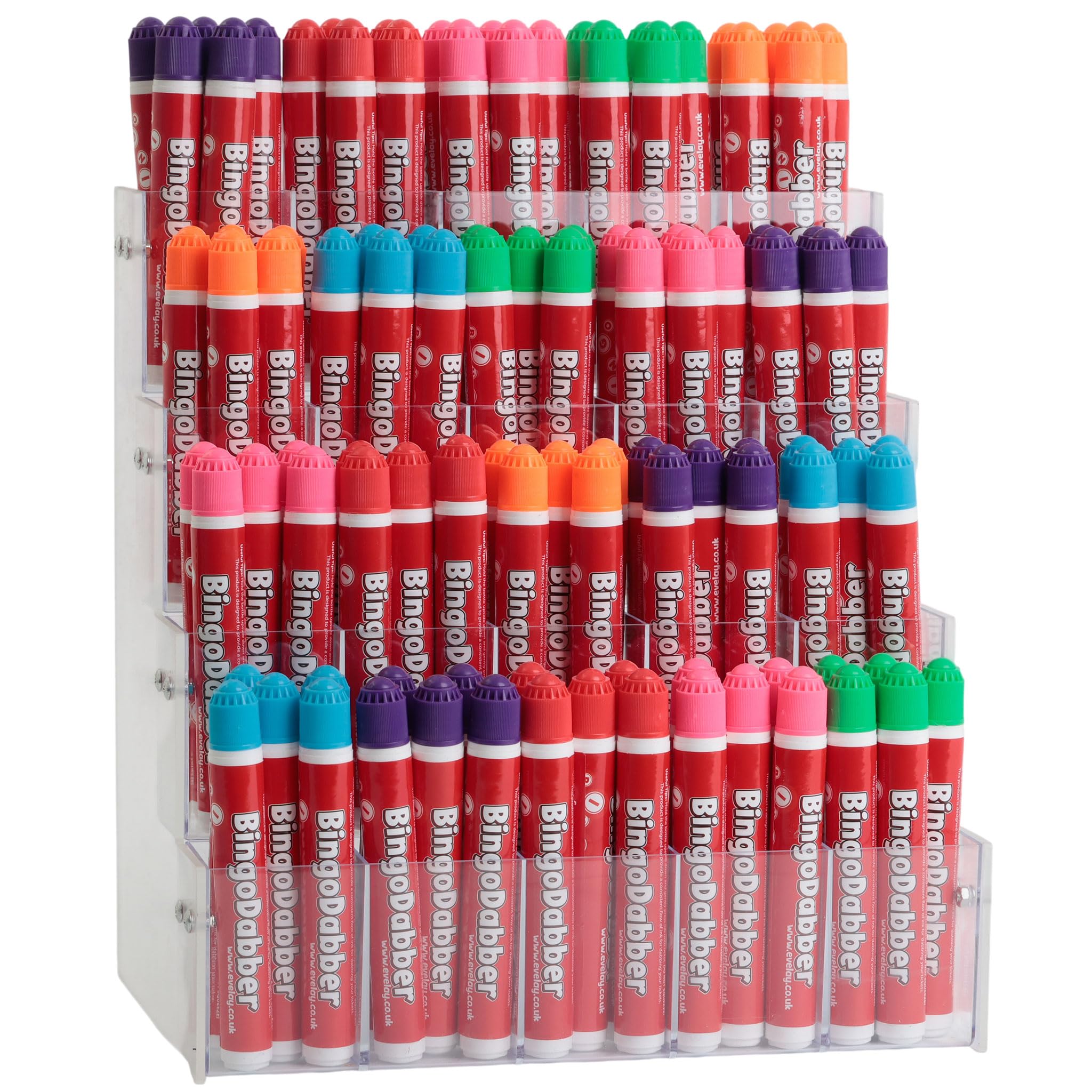 evelay Pack of 100 Bingo Dabbers Mix Coloured Felt Markers Pens with Display Acrylic Stand Wholesale