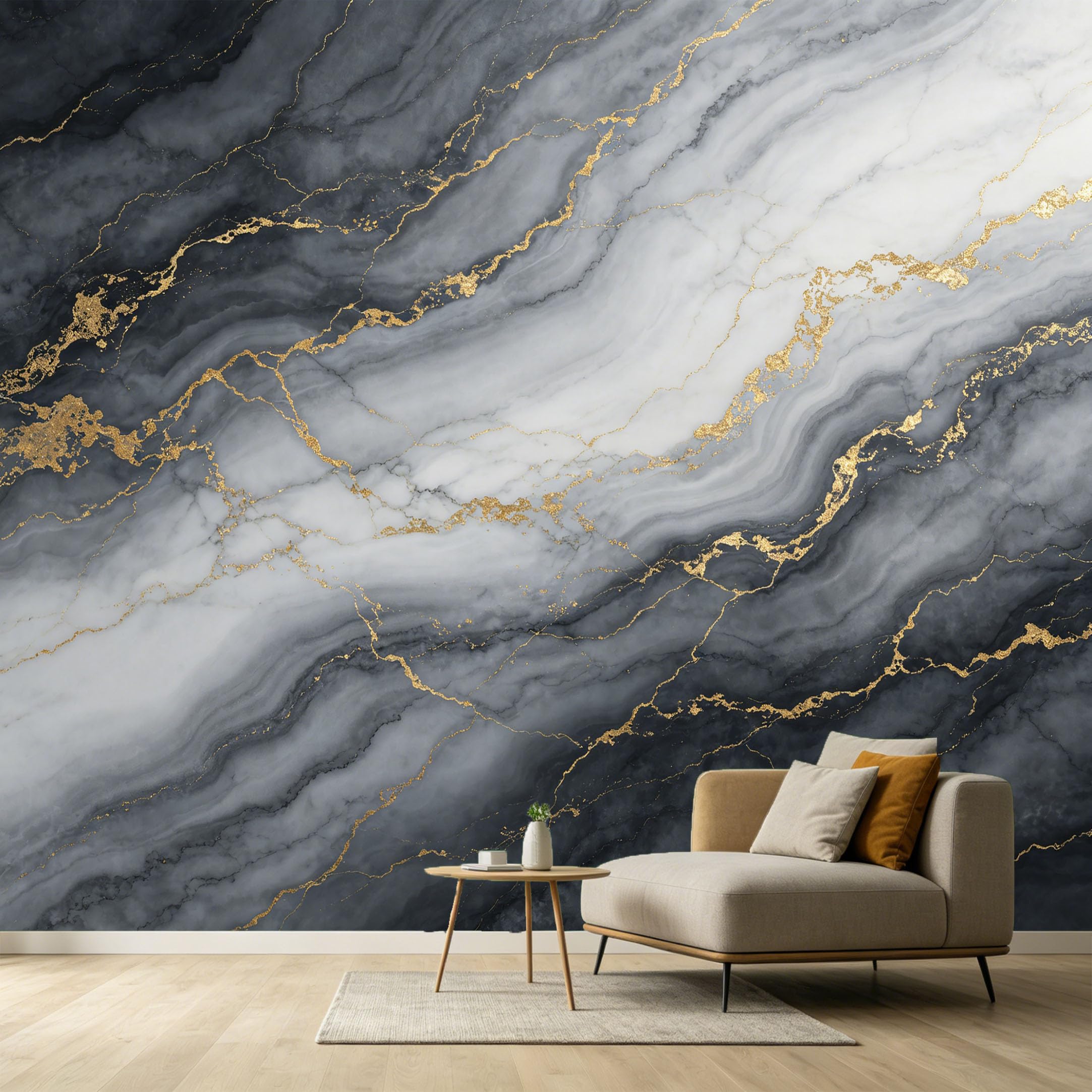 Custom Size Wall Murals Black White Marble Gold Veins Abstract Contemporary Modern Textured SelfAdhesive Wall Fabric Removable Large Wallpaper for Photo Living Room