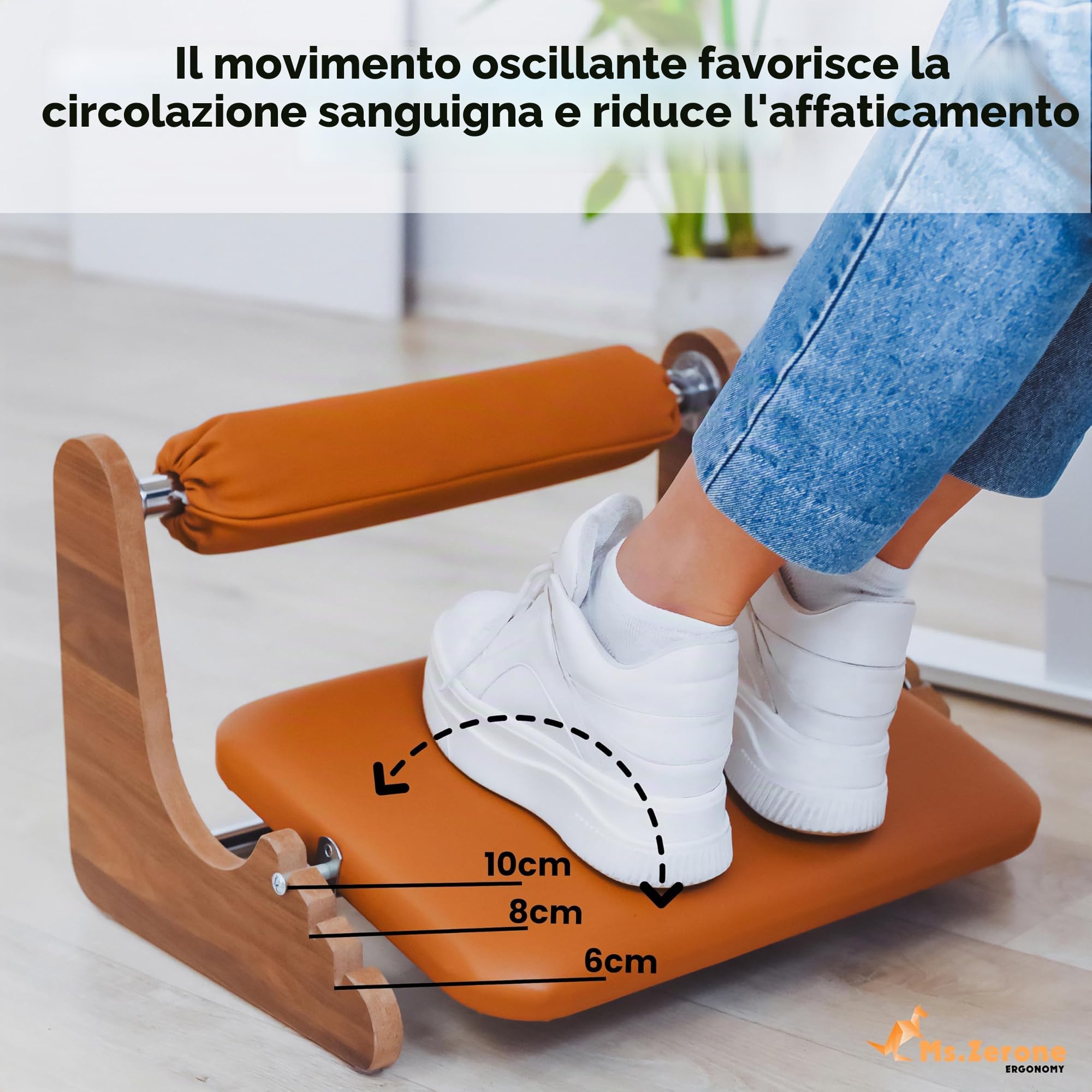 Poggiapiedi da scrivania ergonomico – supporto alla caviglia unico a 3 altezze regolabili, rivestimento in ecopelle elegante (MDF) ideale per Gaming & Ufficio