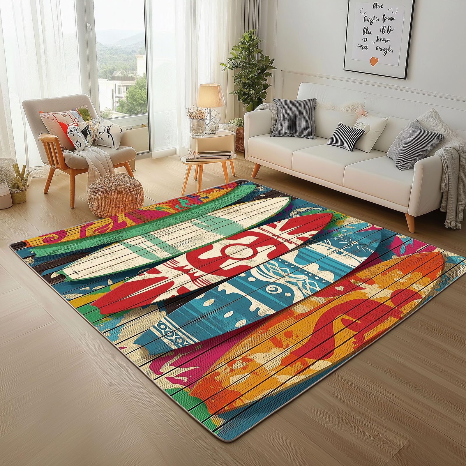 Tapis de surf coloré motif océan pour décorer le salon et la chambre d'ado