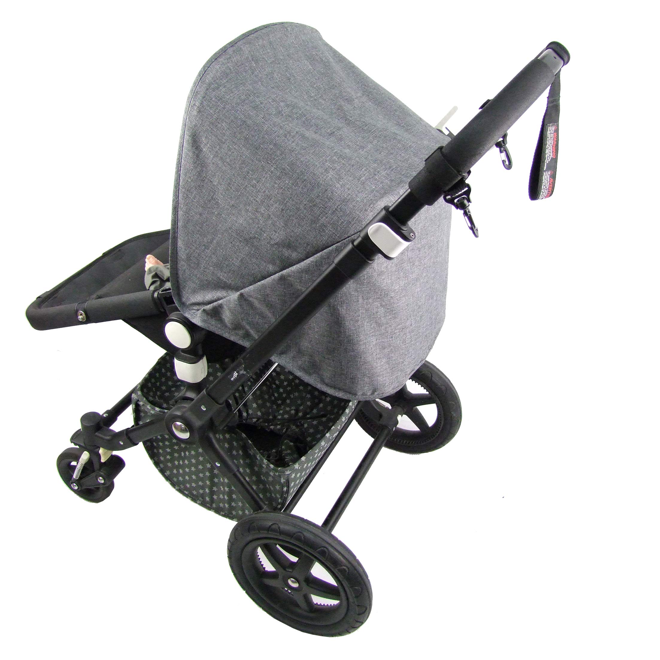 BAMBINIWELT Accessoires compatibles avec capote de soleil Cameleon Bugabo - Housse de guidon pour poussette et poussette (capote chiné gris foncé)