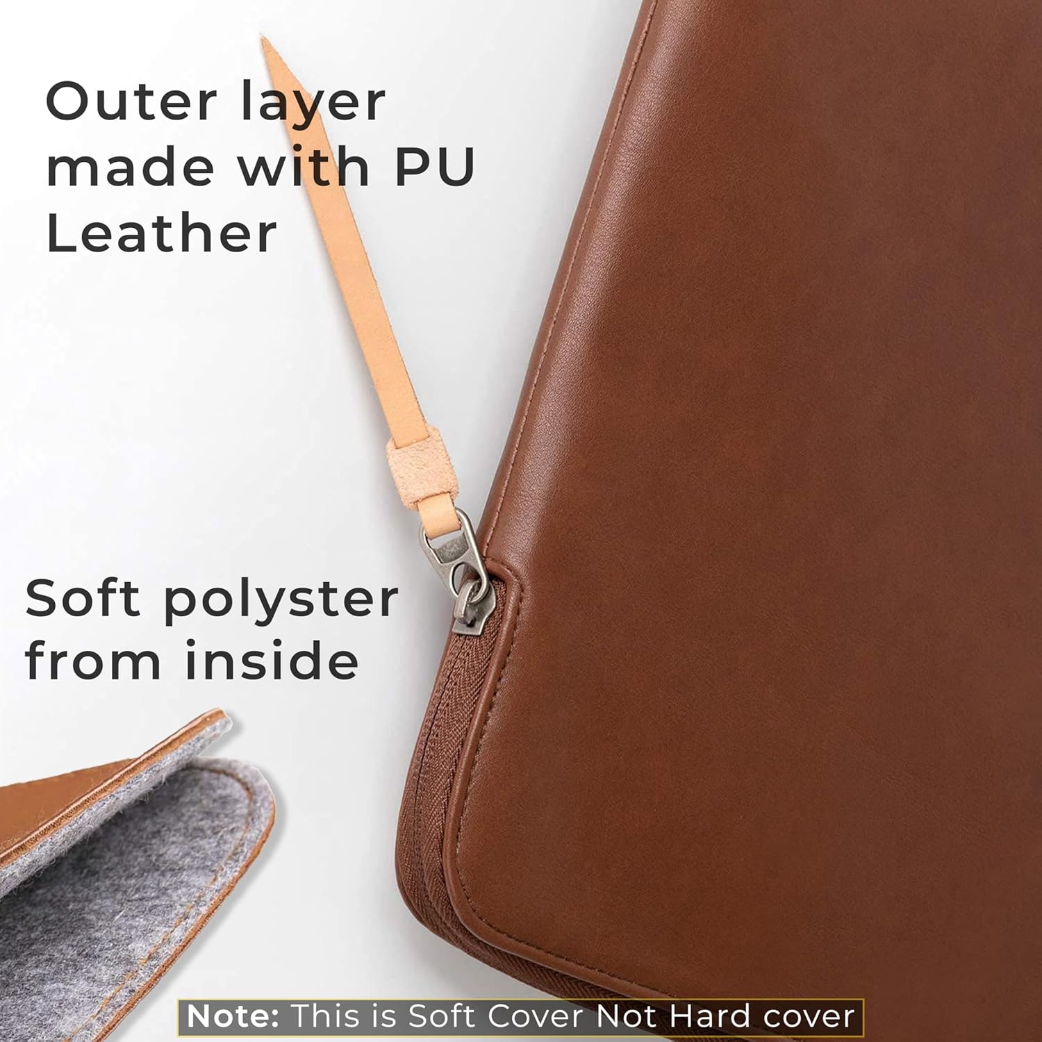 CONTACTS Slim Protective Laptop Sleeve 13-13.3 Inch Compatible with 13 Inch MacBook Pro & MacBook Air, Faux Leather Bag Water-Resistant Cover Notebook Computer Case for Mac - Tan……