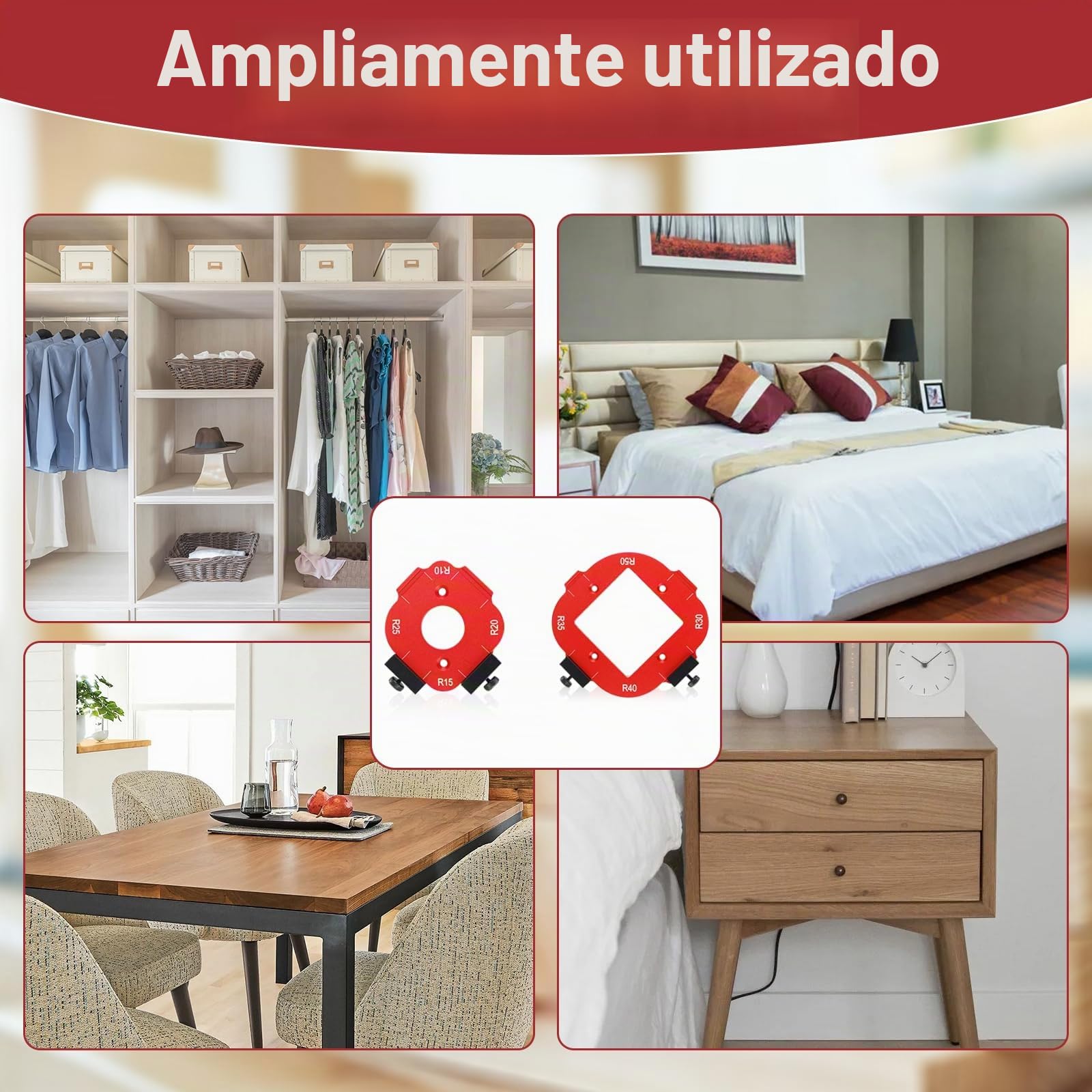 2 Piezas Plantillas de Radio de Esquina R10-R50 para Router, 4 en 1 Router Radio Plantilla Rápida, Router Plantilla Router con Cortador de Ranura para Carpintería DIY
