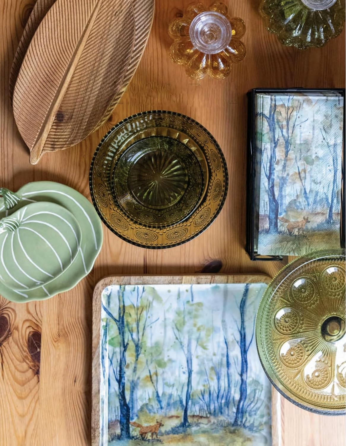 Boston International Square Platter Mango Wood & Enamel Serving Dish, 10" x 10", Amber Woods