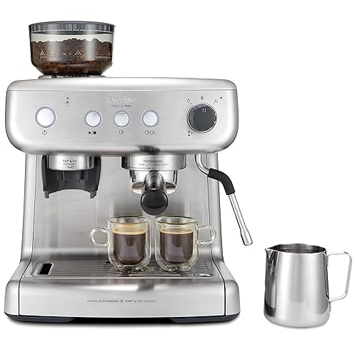 Breville Barista Max Espresso Machine | Latte & Cappuccino Coffee Maker with Integrated Bean Grinder & Steam Wand | 2.8 L Water Tank | 15 Bar Italian Pump | Stainless Steel - Barista Max