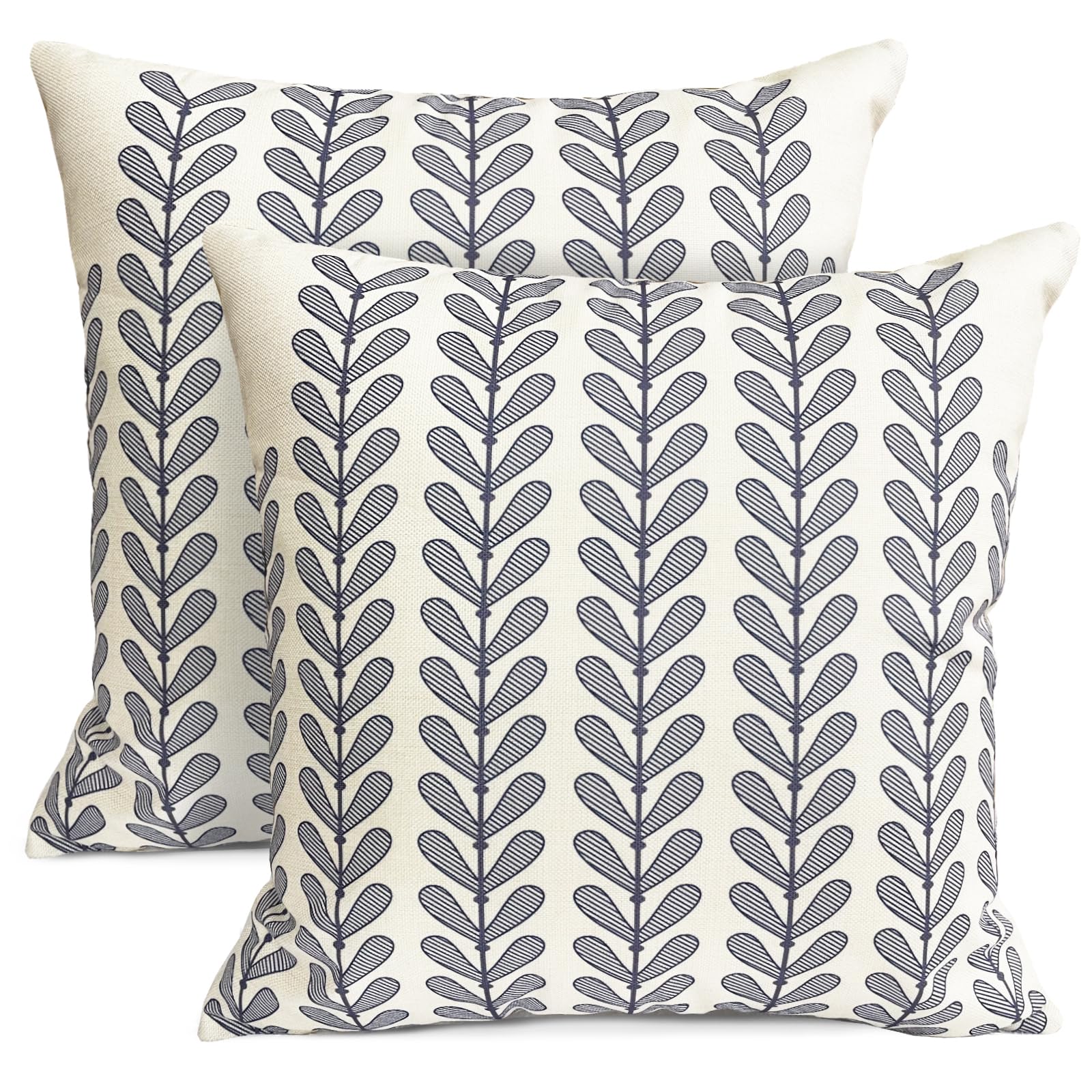 RYSMIYOU Decorative Throw Pillow Covers Set of 2 Blue Pillow Covers 16x16 Inch Throw Pillow Cover Linen Pillowcase Modern Boho Farmhouse Outdoor