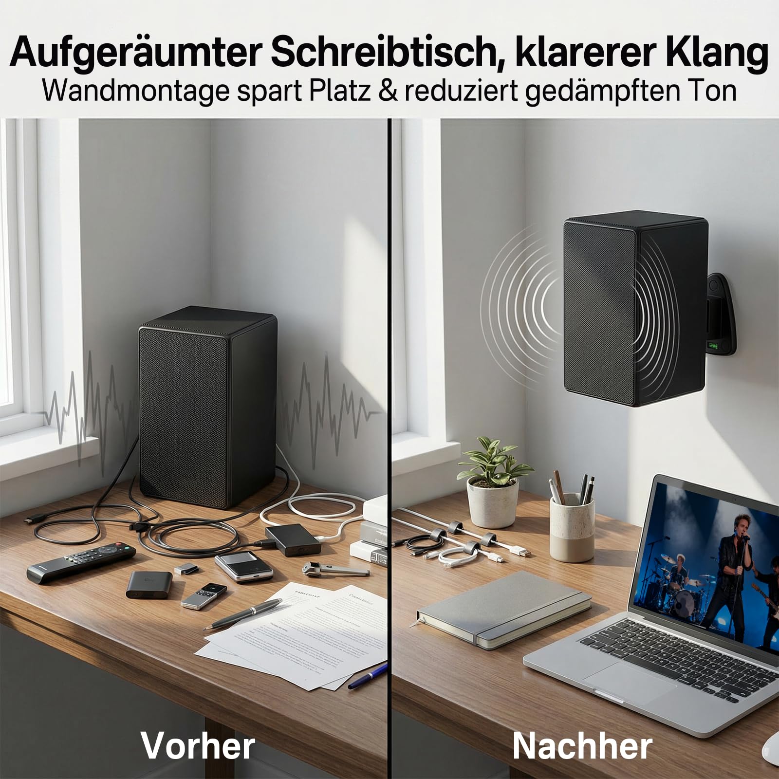 Lautsprecher Wandhalterung für Samsung SWA-9250S/9500S/9200S/9100S/9000S/8500S Kabelloses Rücklautsprecher-Set – Verstellbare Neigung & Drehung, Hochbelastbare Metallhalterung bis zu 22 Pfund, Paar