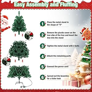 Prelit Christmas Tree 6ft with Remote Control, 8 Light-Modes Artificial Christmas Trees with Lights, Xmas Tree with 1000 Thick Branch Tips & 250 Lights, Easy Assembly Holiday Dcor for Home