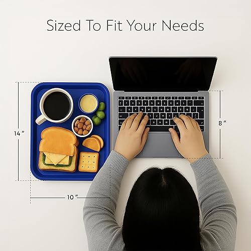 Miniatura 2 de Restaurantware RW Base - Bandejas de comida rápida de 10 x 14 pulgadas, 10 bandejas resistentes para cafetería, bandejas de plástico azul ligeras,