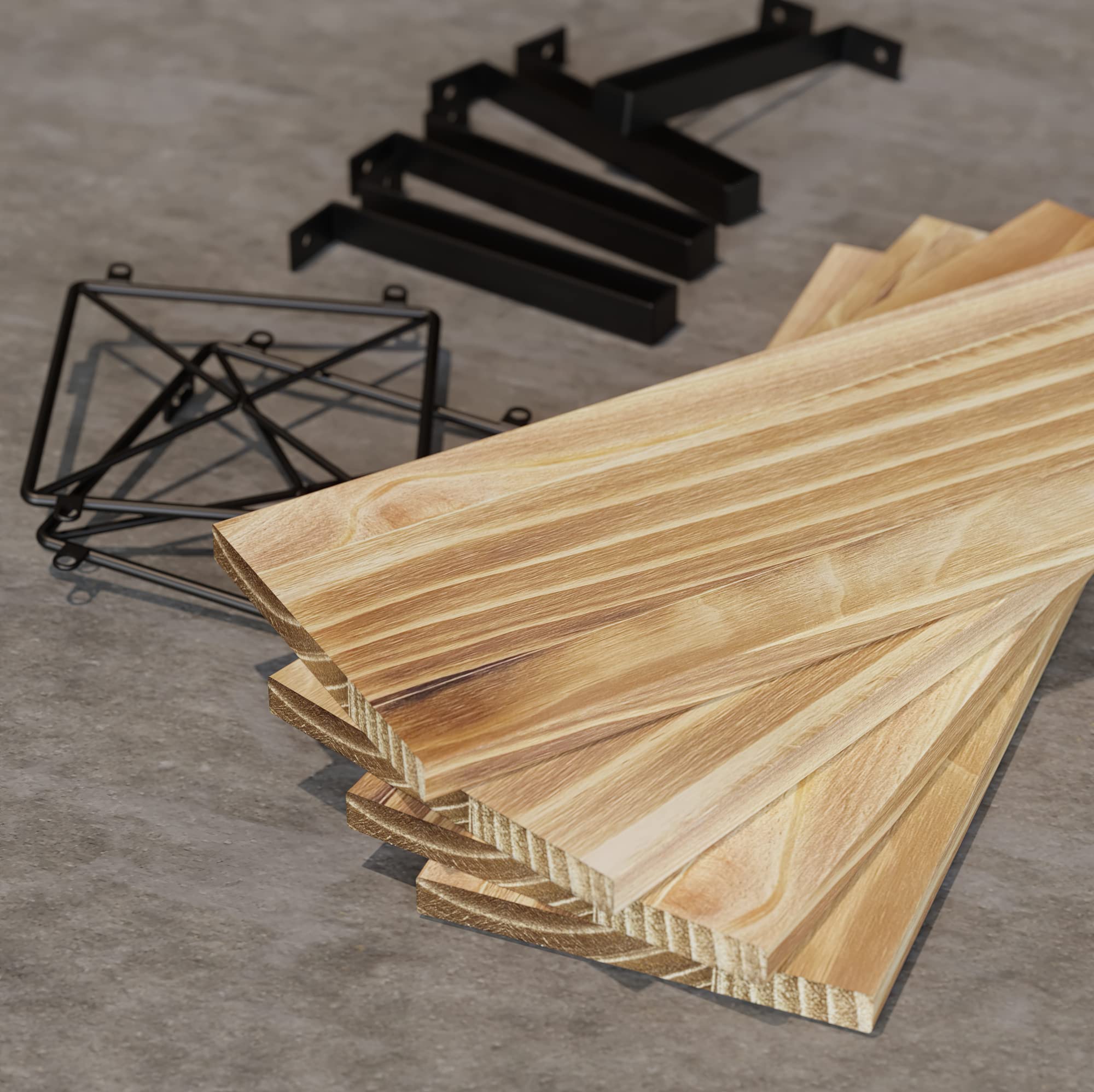 WOPITUES Floating Shelves Wall Mounted, Wood Bathroom Shelves with Extra Storage Shelf, Rustic Wall Shelves for Bathroom, Bedroom, Kitchen, Living Room, Plants - Light Brown