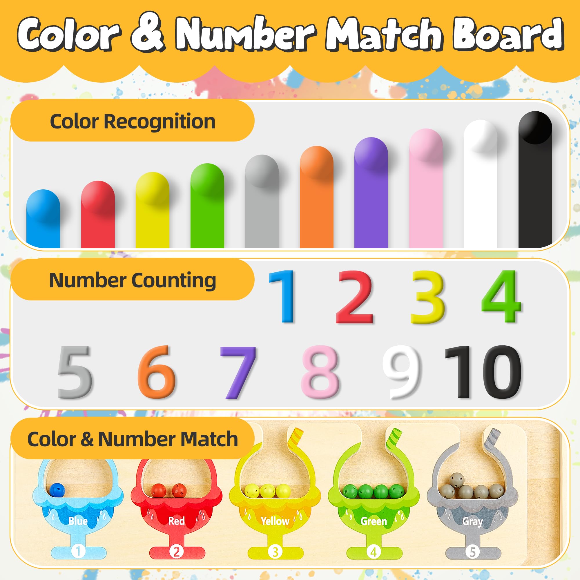 CRIOLPO Montessori Juguetes de 2 3 4 5 años, Juego de Combinación de Colores & Clasificación Motricidad Fina Juguetes, Juegos Educativos niños 2-5 años de Regalo