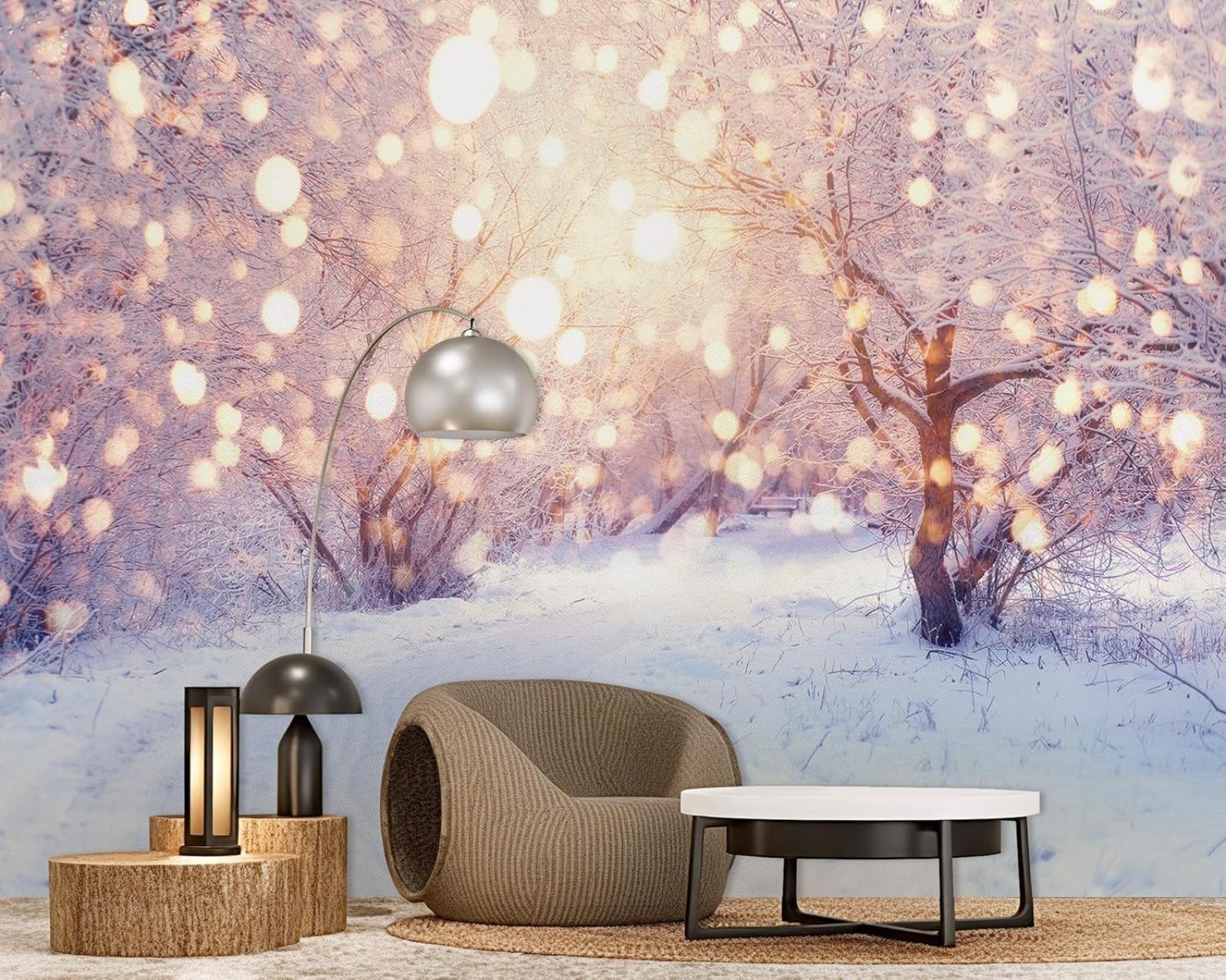 kfjhgbdshhj Photo Wallpaper Winter Forest Snow Sheep Non-Woven Modern Living Room Bedroom Children's Room Wall Decoration Motif Wallpaper,350cmx256cm Stickers - Frameless Painting - Poster