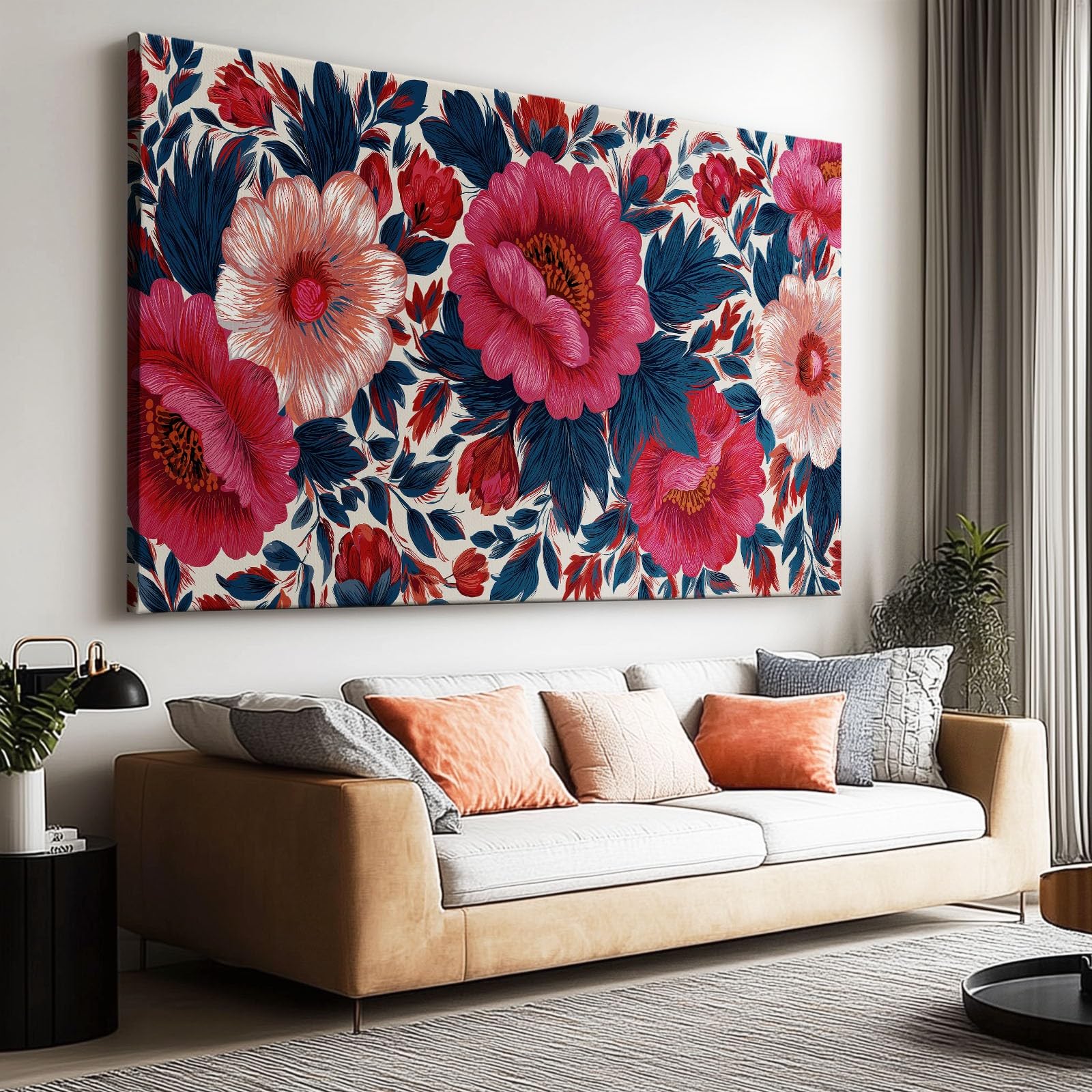 Genérico Nowoczesne dekoracyjne obrazy kwiatowe płatki roślin 90x60cm obraz na płótnie z ramą, grafika na ścianie, dekoracja salonu sypialni jadalnia biuro korytarz