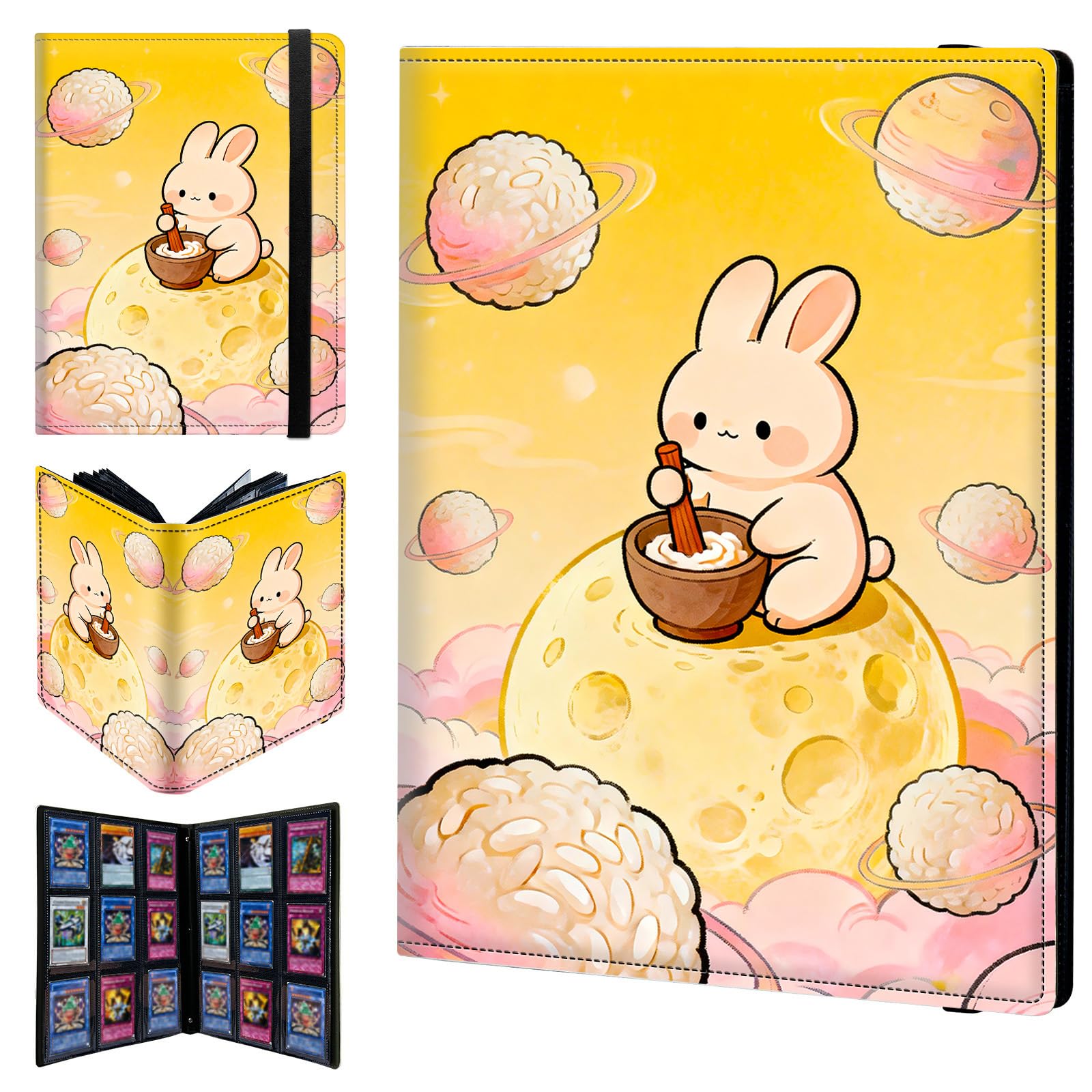 9 Pocket Trading Card Binder 720 Side Loading Pocket Album with Moon and Rabbit Pattern Design Card Binder for Sports Cards & Game Cards — image 1
