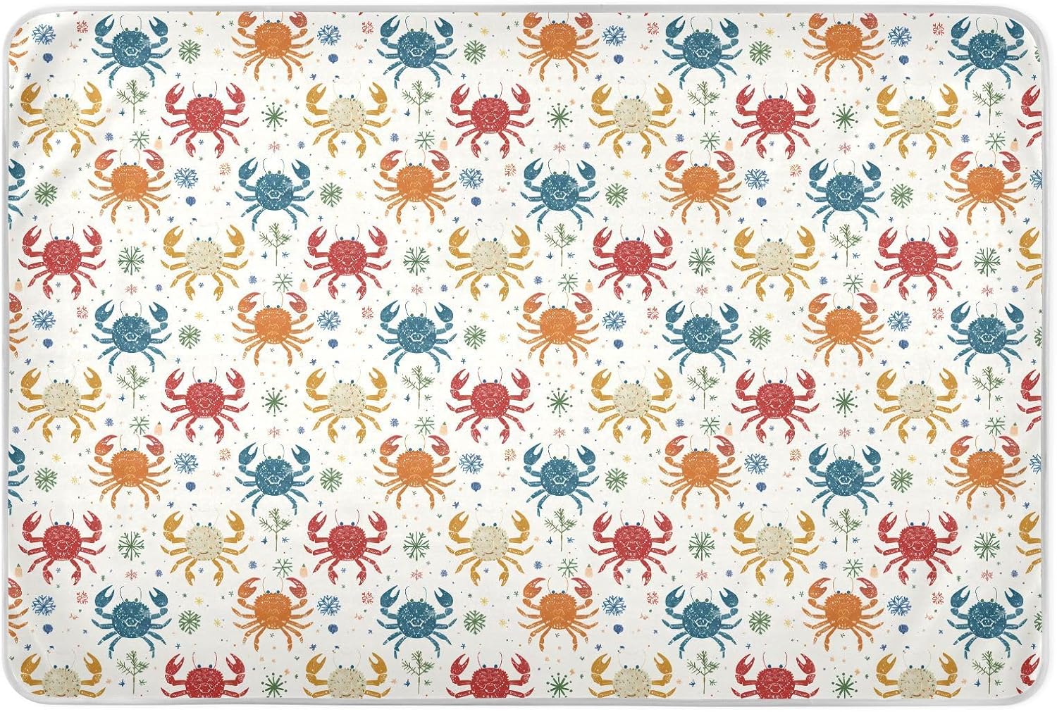 Rainbow Playful Crab Colorful Extra Large Resuable Potty Training Pee Pad Waterproof Washable Bed Wetting Pads Skin-Friendly Pad Liner for Children Adults Pets , 52" L x 34" W