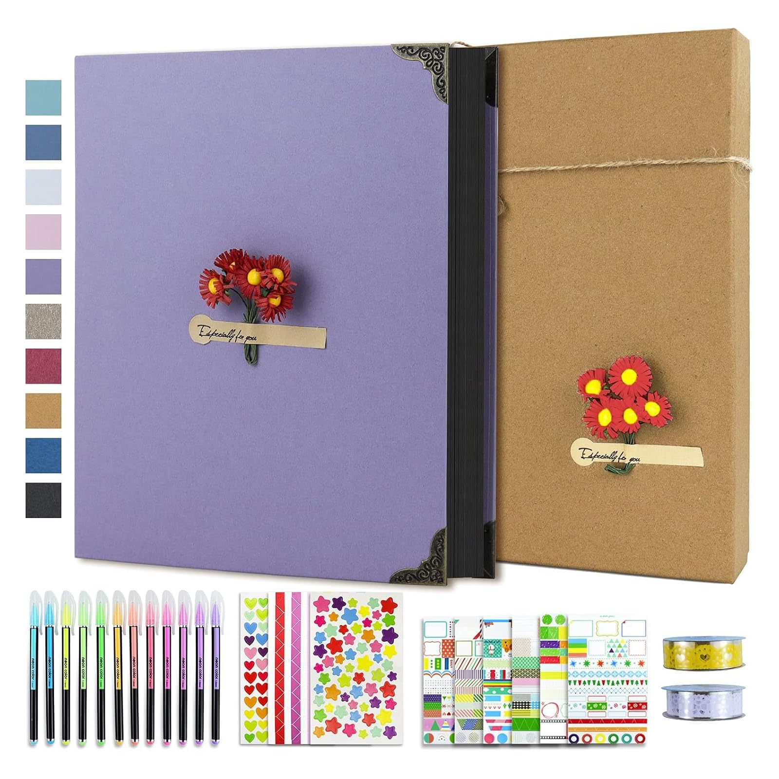 Diys Scrapbook Photo Album Set 30 Page Hardcover Krafts Paper Scrap Book Photo Album Memory Book for Wedding Anniversary Scrapbooking Supplies Set