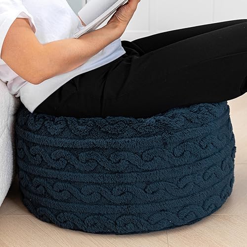 Miniatura 92 de Asuprui Puf otomano gris sin relleno de 20 x 20 x 12 pulgadas, puf otomano redondo, sin relleno, puf plegable para el suelo, silla de almacenamiento