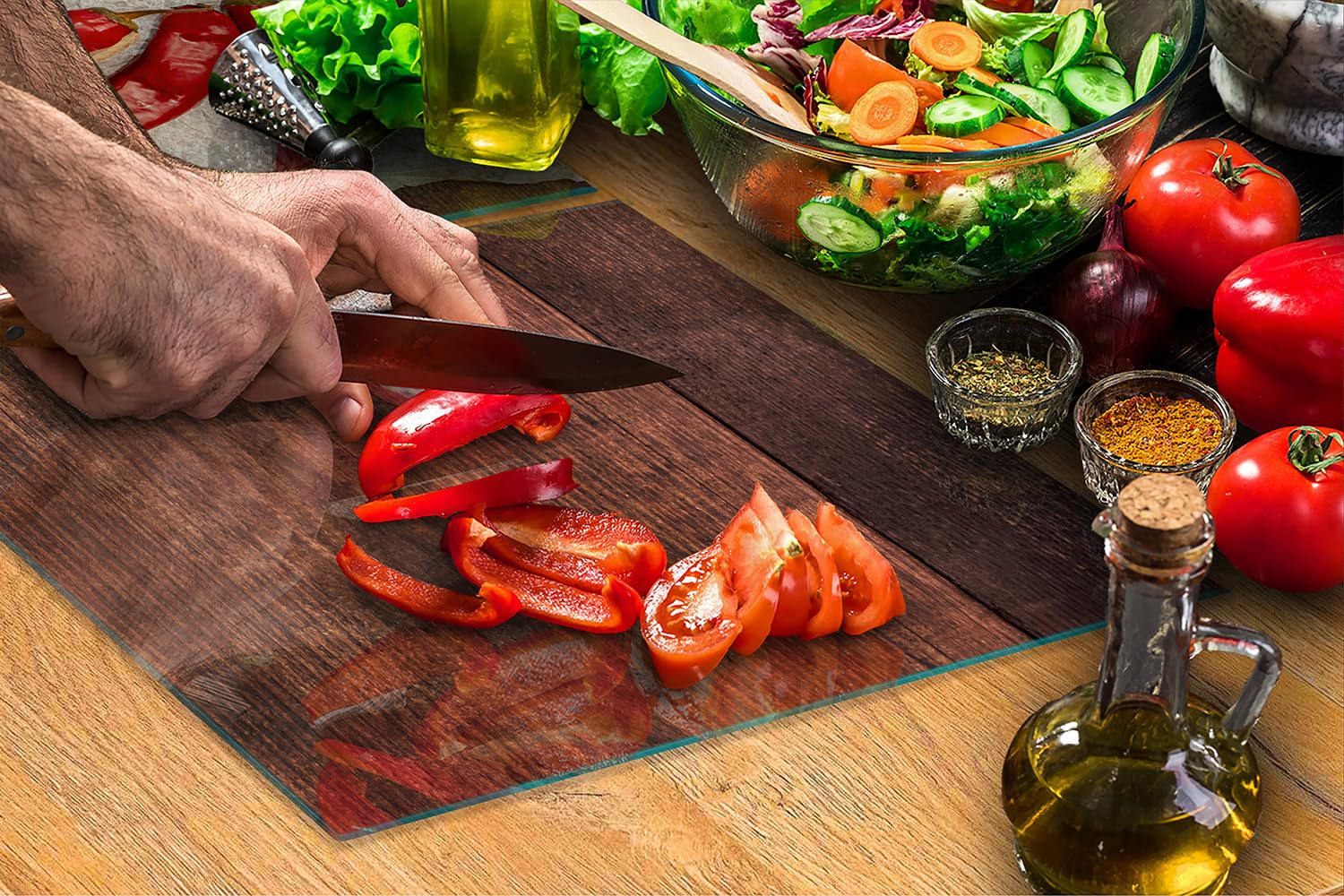 TMK ArtDeko Placa protectora de vitrocerámica 2 x 45 x 52 cm 2 piezas cocina eléctrica universal para inducción protección contra salpicaduras tabla de cortar de vidrio templado, Chile