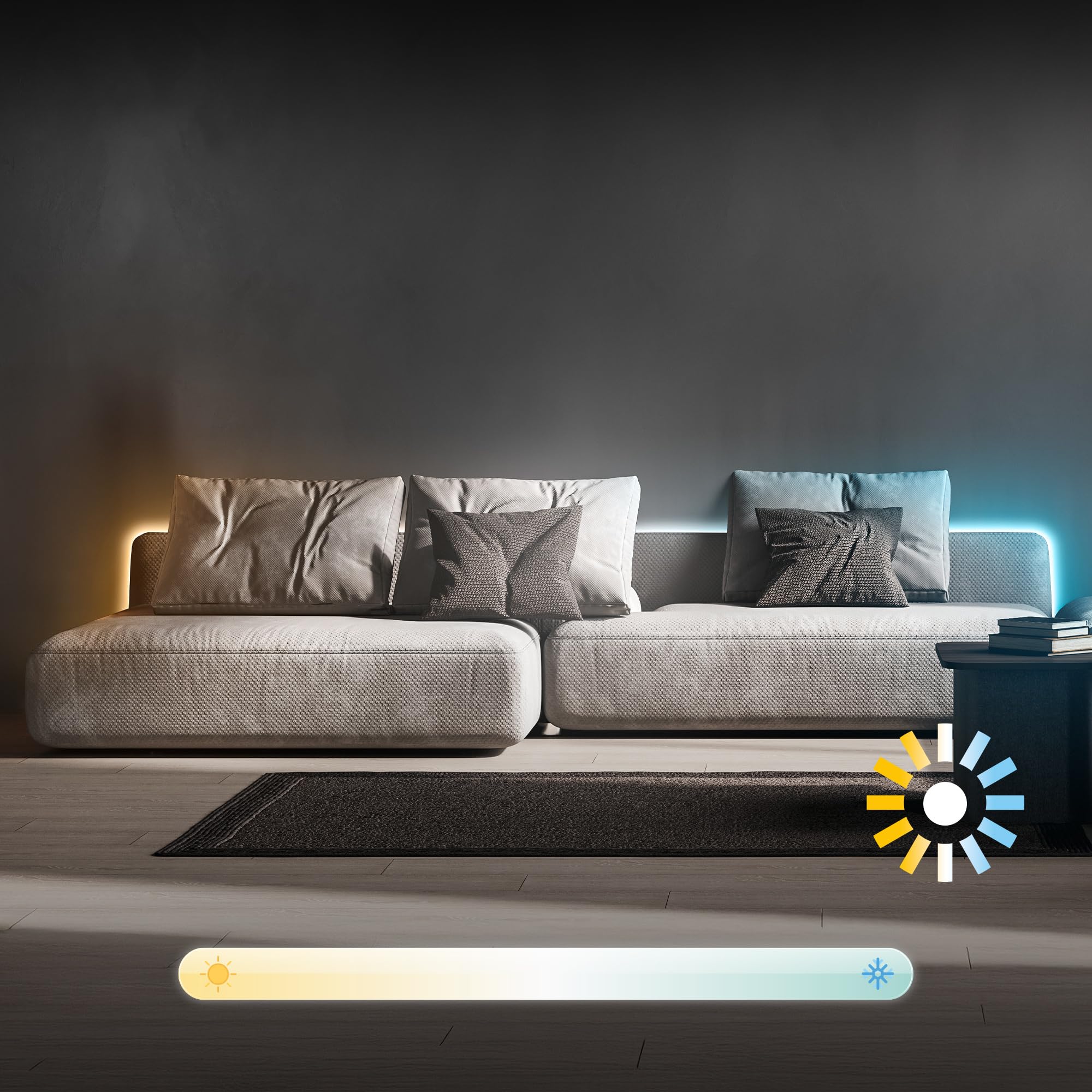 BRILONER - LED Strip 5m mit Fernbedienung, dimmbar, RGB IC dynamischer Farbwechsel, CCT, LED Streifen, Leiste, Zimmer Deko, Gaming Deko, Band, Party, Lichtleiste, 5000x10x3 mm, Weiß