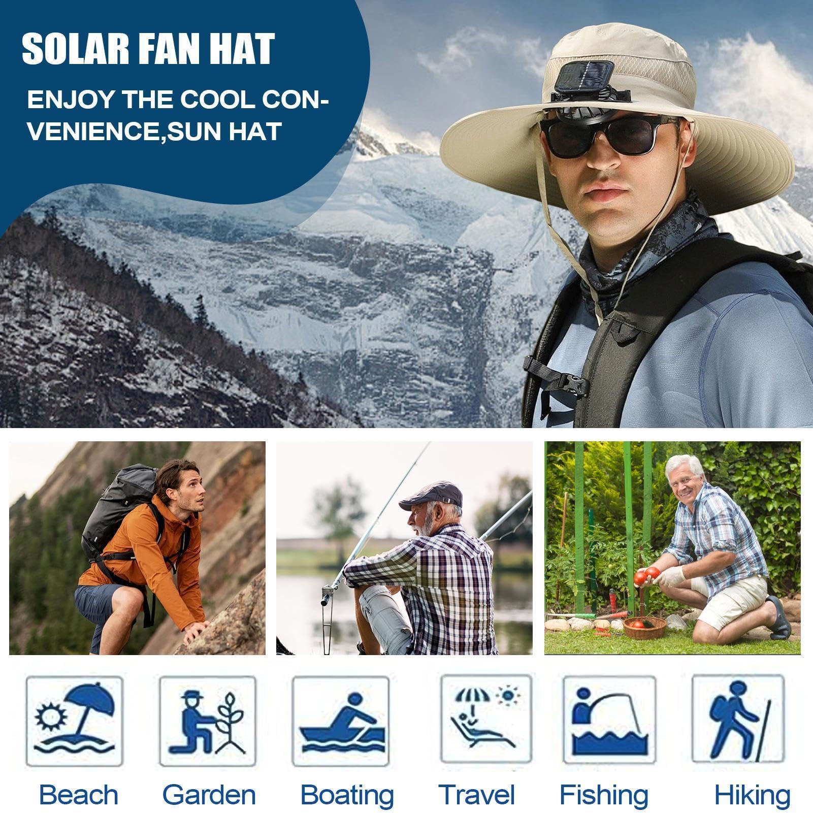 Chapeau Ventilateur Solaire Accessoires Estivaux Protection UV Personnelle