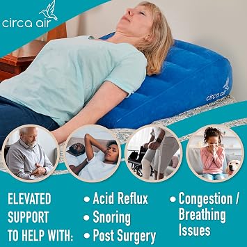 Circa Air Inflatable Bed Wedge Pillow for Sleeping - Plus Pillow Case. Sleep Better with Incline Pillow Wedges for Acid Reflux, GERD, Travel Wedge Pillow for Leg Elevation, Knee and Back Support