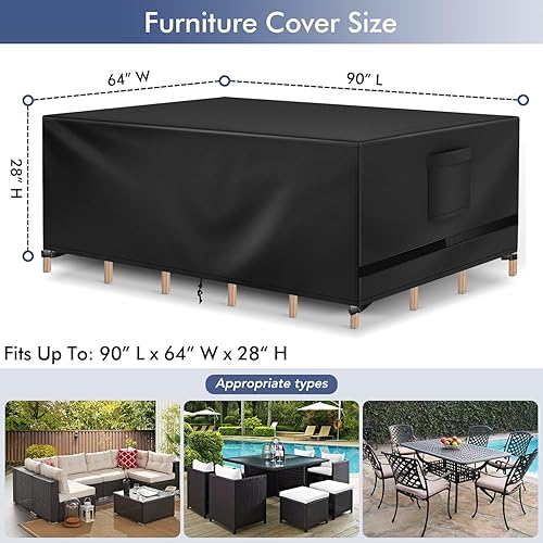 Miniatura 2 de Richwon Fundas para muebles de patio, fundas de mesa para exteriores, impermeables, rectangulares, fundas resistentes para muebles de exterior,