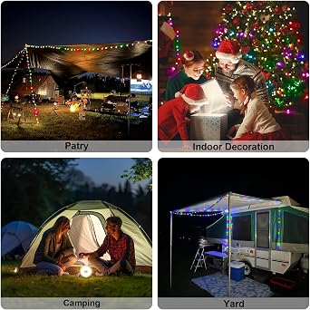 Camping String Lights, Rechargeable Waterproof Hanging Lamp Portable LED Light for Outdoor Camping Awning Tent Garden Party Yard Festival Decor (16.4FT 5 Lighting Modes)
