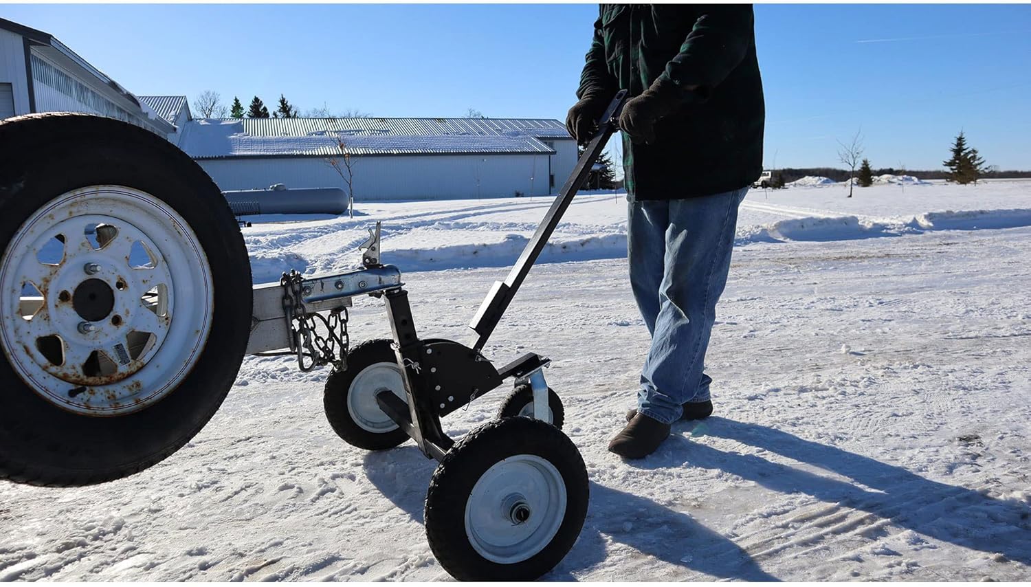 Tow Tuff TMD-1000CATV Adjustable Steel 1000 Pound Heavy Duty Trailer Dolly with Flat Free Tires, 10 Inch Caster, and 2 Inch Trailer Ball, Black