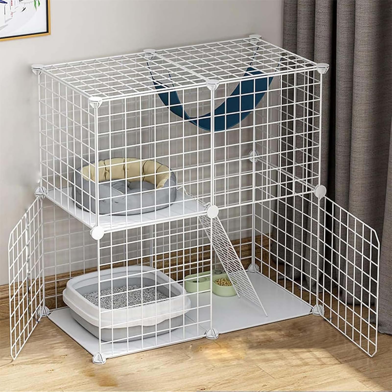 キャットケージ 猫 ケージ 「折りたたみ式 組み立て簡単 工具不要！」 2段 Amazon.co.jp: 猫 ケージ 折りたたみ キャットケージ 2段収納型猫用
