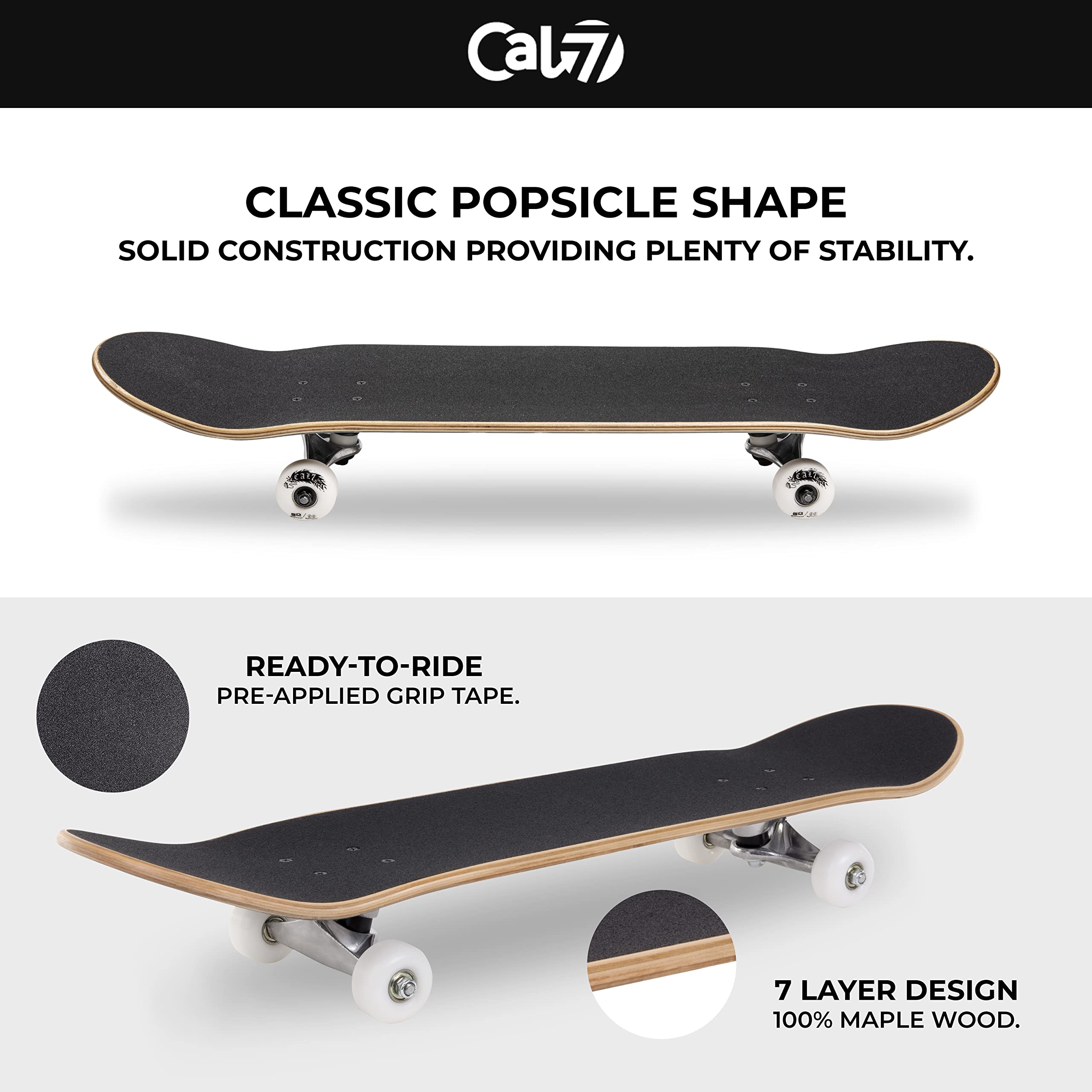 Amazon.com : Cal 7 Complete Standard Skateboard 7.5-8-Inch