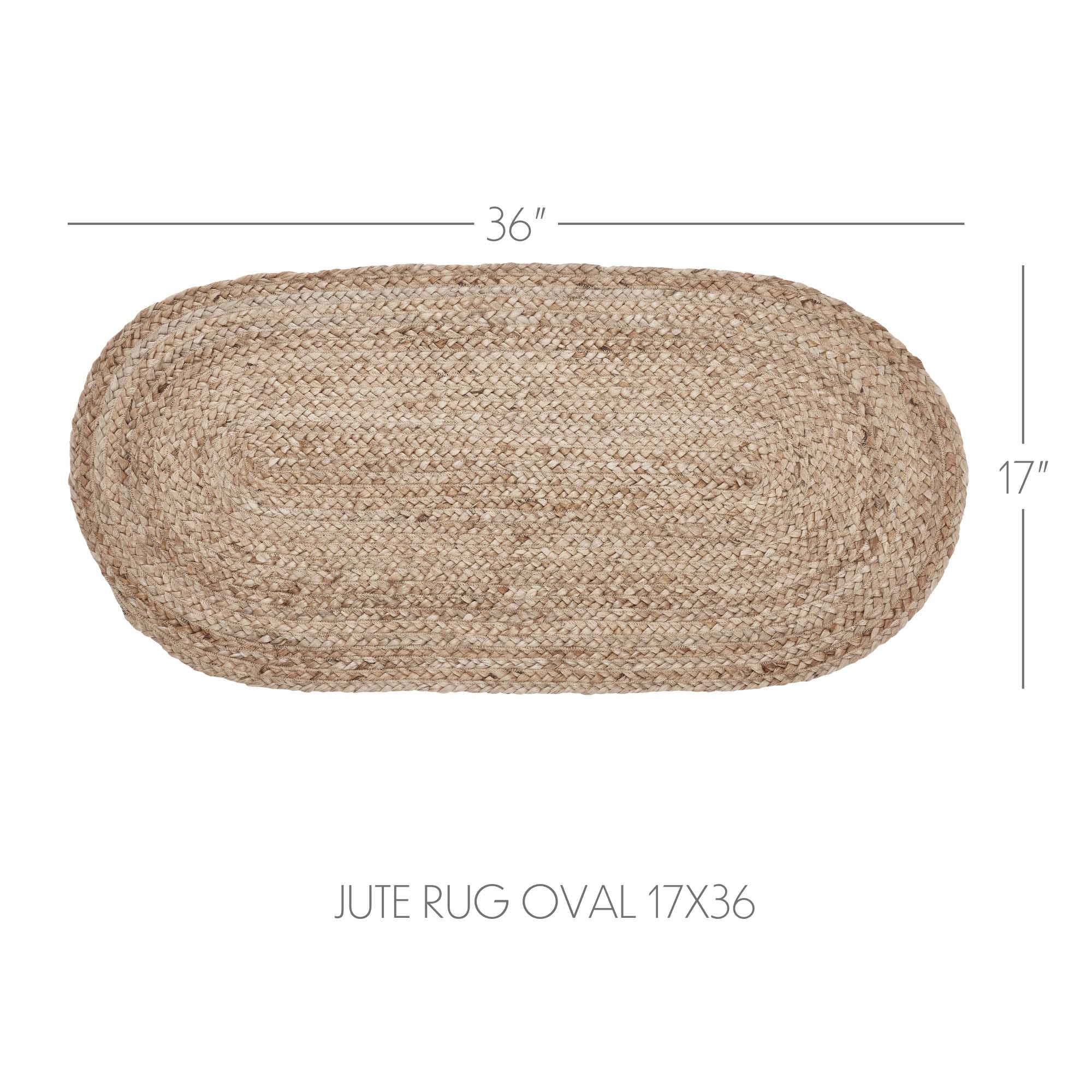 VHC Brands Juteteppich, 43,2 x 91,4 cm mit Pad, Jute-Teppich, Akzentteppich, Bodendekoration, geflochten, natürliche Jute-Kollektion, oval, 43,2 x 91,4 cm, Natur