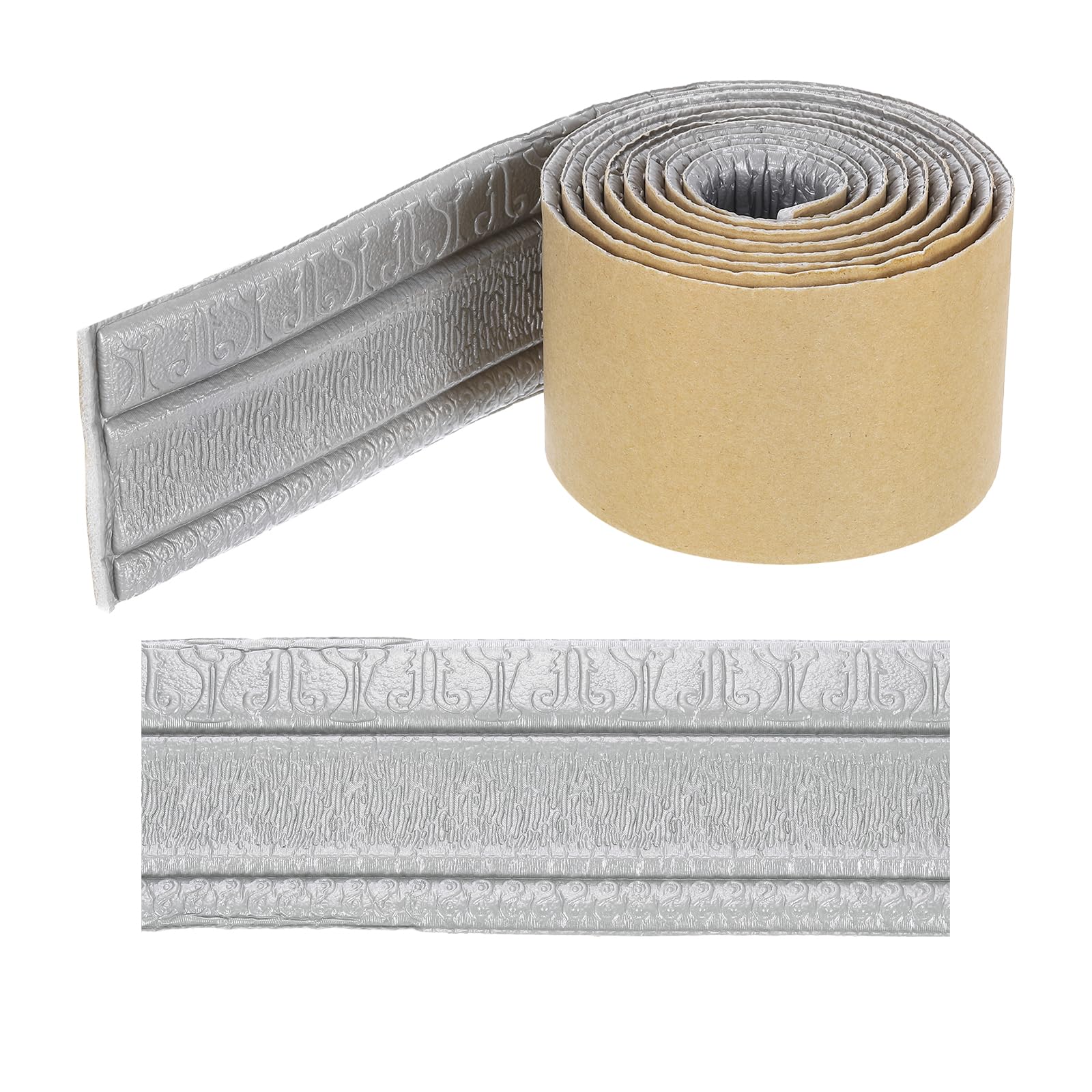sourcing map 3D Wall Edging Self-Adhesive 89"x3.1", Silver Gray