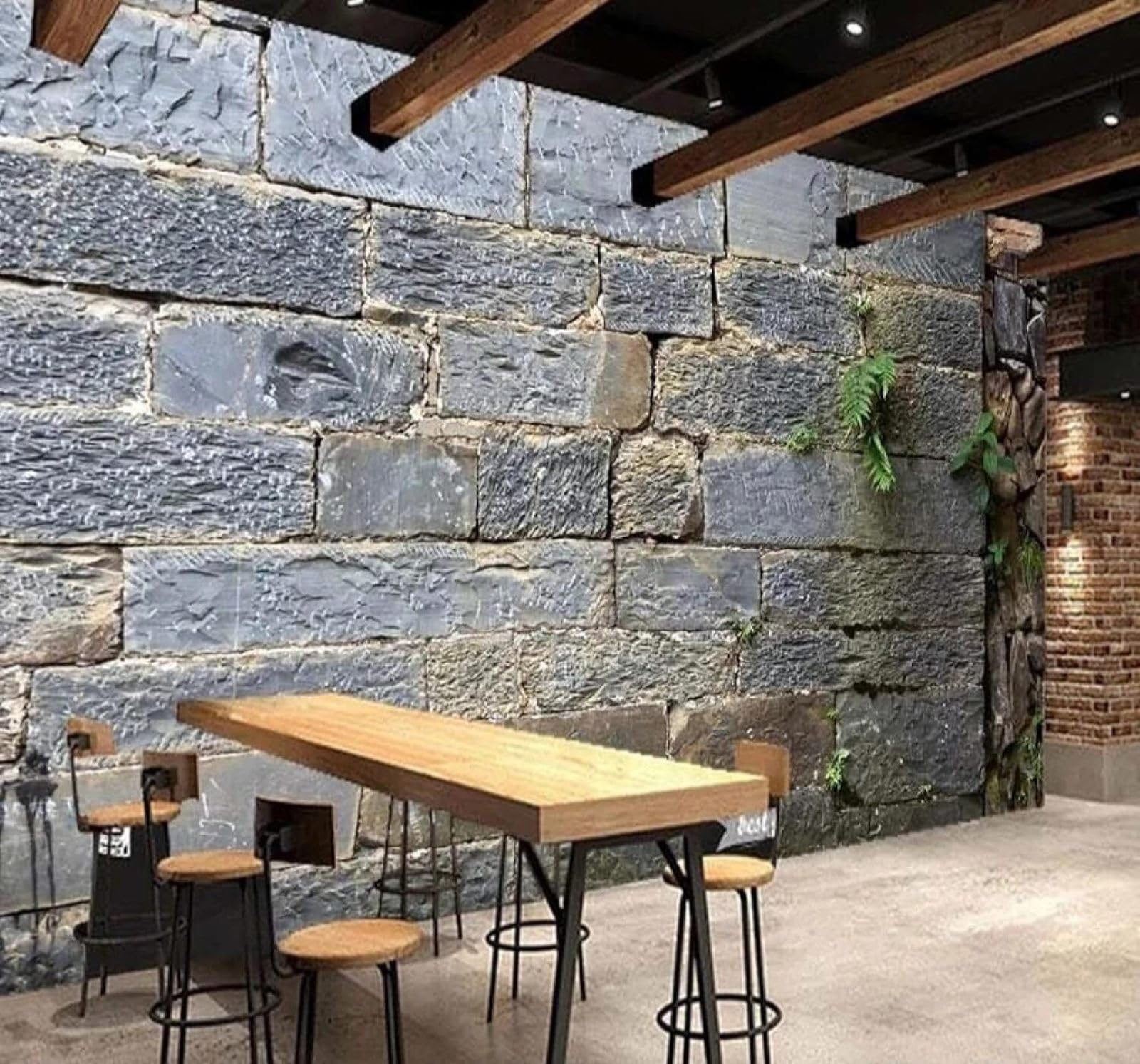 Tzxztt 150Cm×105Cm(B×H) Vintage Creative Stone Wall Grass Art Modern 3D Wallpaper Premium Textured Silk Neutral Tones Material Ideal For Living Room Bedroom-150Cm×105Cm