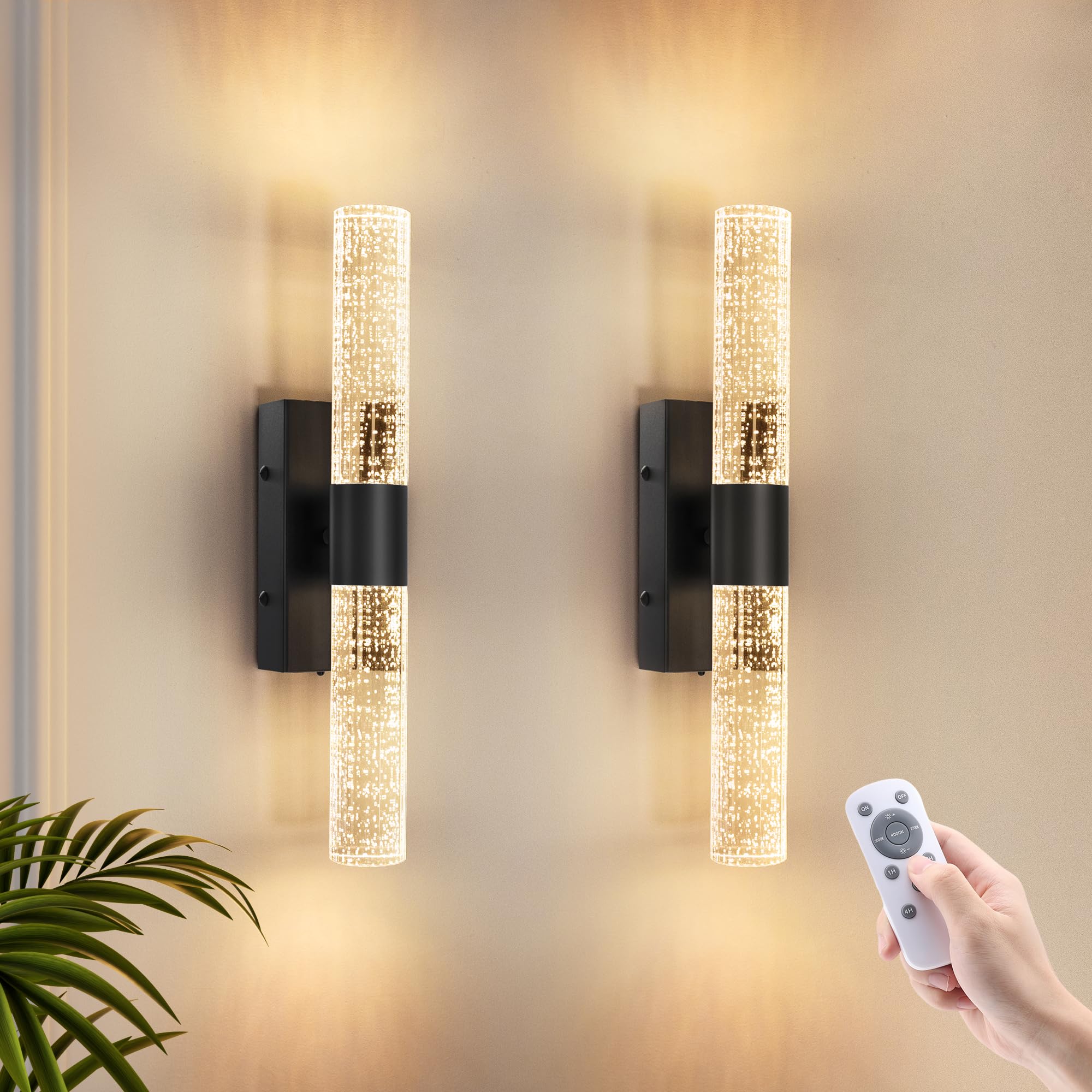 Photo 1 of VOLISUN Battery Operated Wall Sconces Set of Two,Black Sconces Wall Decor Set of 2,Wireless Wall Sconces with Remote,Rechargeable Wall Light for Living Room,Bedroom,Bathroom,Vanity (15.3 inch)