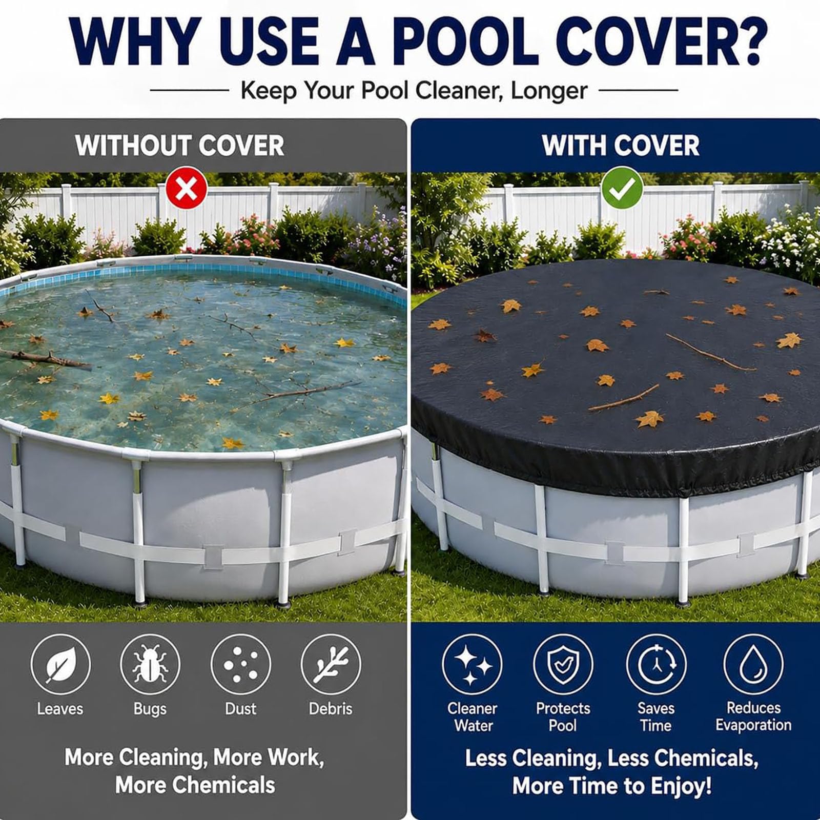 Copertura Piscina Rotond,Resistente Intemperie Antipolvere Invernale Estivo | Telone Coperture Piscina Telone Di Protezione Uv Copertina Piscina Protettiva Piscina Per Cani Impermeabile,551x20cm/18ft