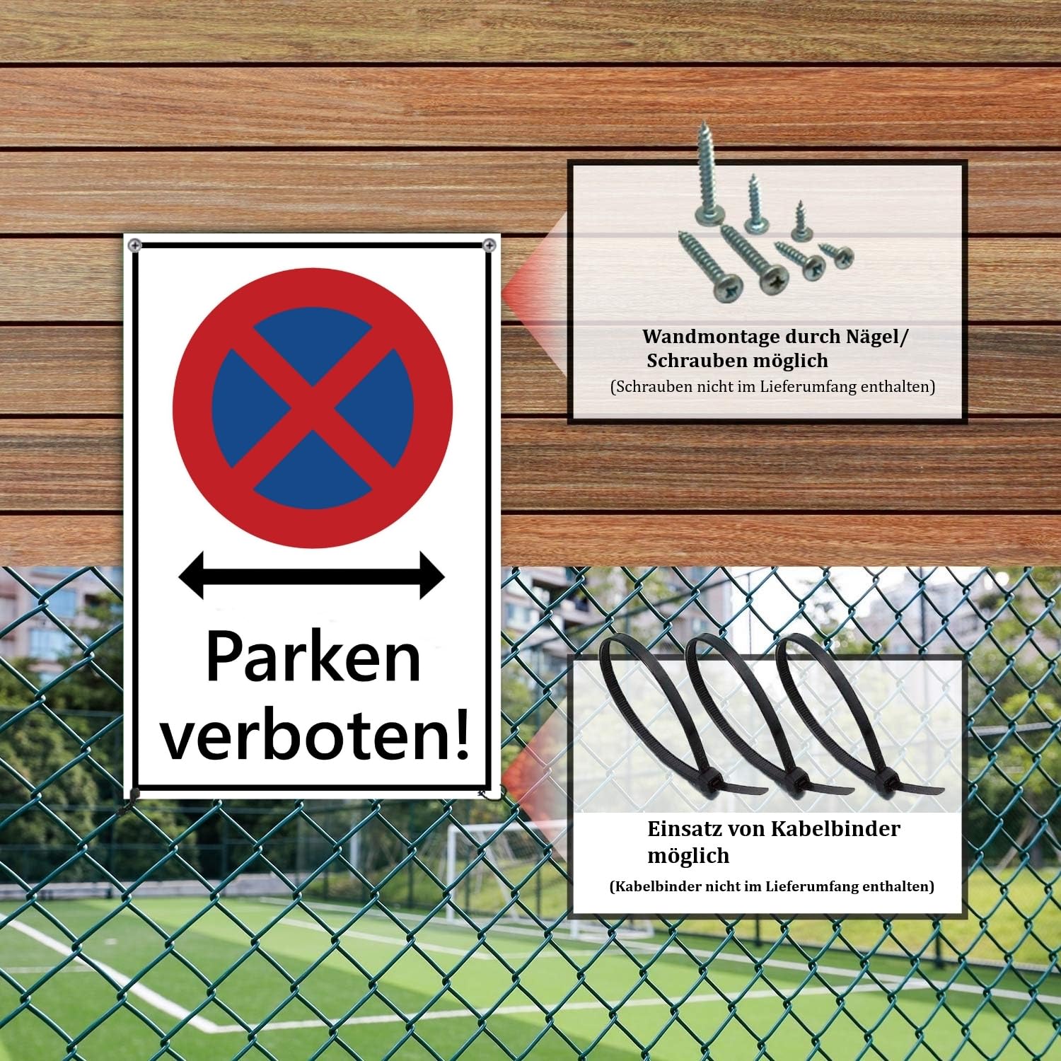 Zikenis 2x Parken Verboten Schild 30x20cm - Aluminium Privatparkplatz