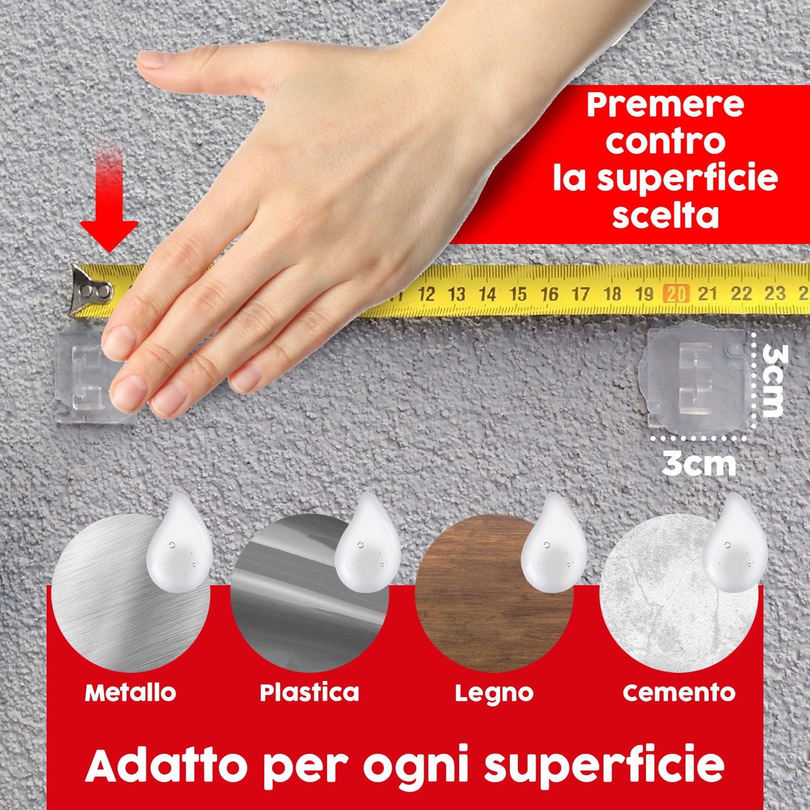 50 pezzi di ganci adesivi con 30ml di colla per montaggio, extra resistenti, per rete per gatti sul balcone – senza forare, trasparenti, resistenti agli agenti atmosferici, montaggio facile e veloce