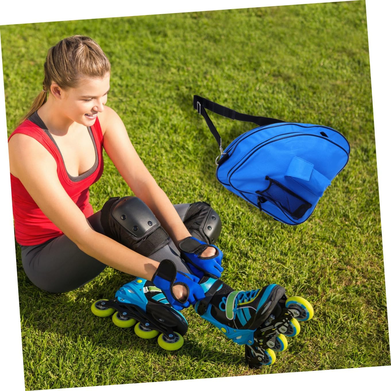 Roller Skates Storage Pouch Lightweight Ice Skate Bag with Stain-resistant Material Easy to Clean and Reuse Versatile Handbag for Youth and Adults