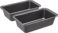 Amazon Basics Nonstick Loaf Pans Set of 2 - 9.5x5 Inch Steel Bread Pans for Even Baking, Meatloaf & Pound Cake, Gray