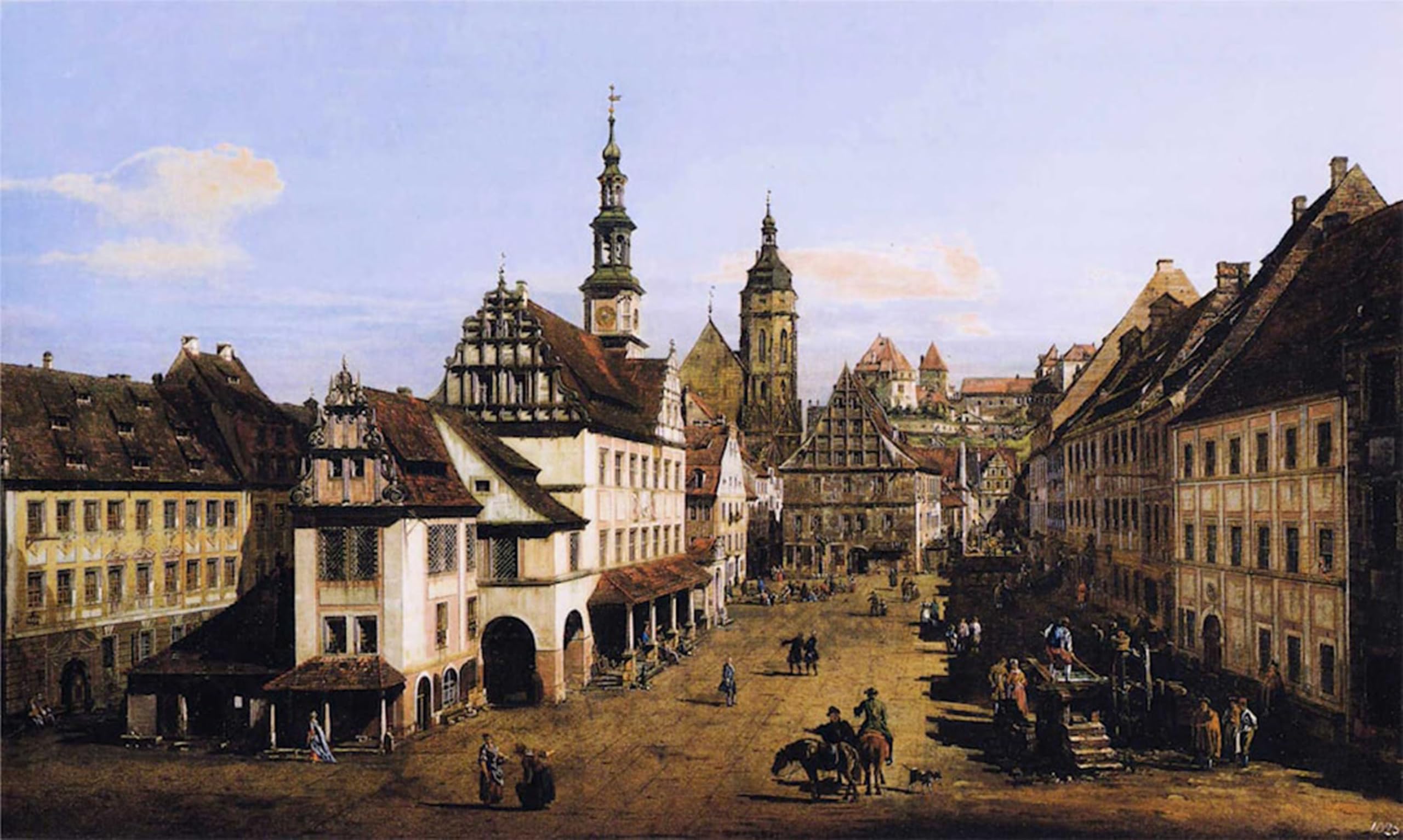 HRJUBWREE Oil Painting Prints on Canvas Painting Picture the Marketplace At Pirna by Bernardo Bellotto Artwork Canvas Prints for Home Decor 60x90cm