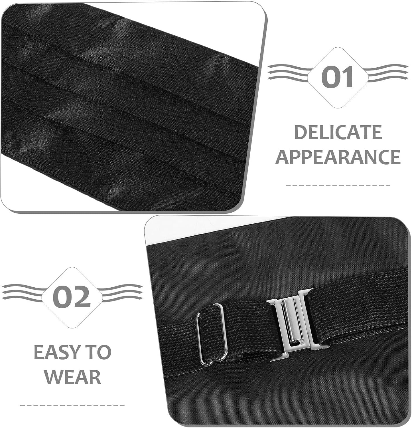 Men's Black Polyester Cummerbund Set for Weddings and Meetings
