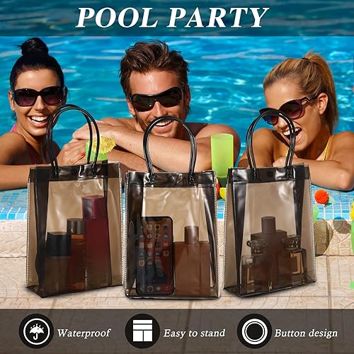 Miniatura 5 de Paquete de 24 bolsas transparentes para regalo, bolsas transparentes con asa, de plástico PVC reutilizables aprobadas para estadios, bolsas