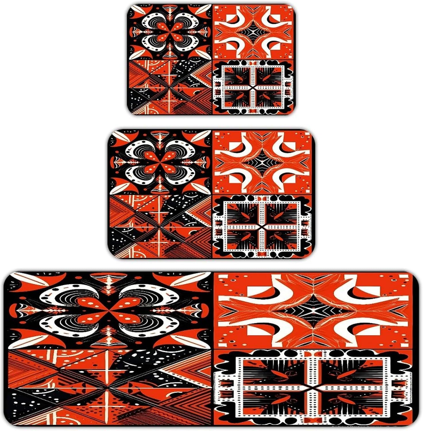 Highly Contrasting Colors Kitchen Rugs Set of 3 Non Slip Washable Kitchen Mats for Floor Soft Area Rug Kitchen Floor Mat Cushioned Anti Fatigue Mats Standing Sink Mat Decor Runner Rugs