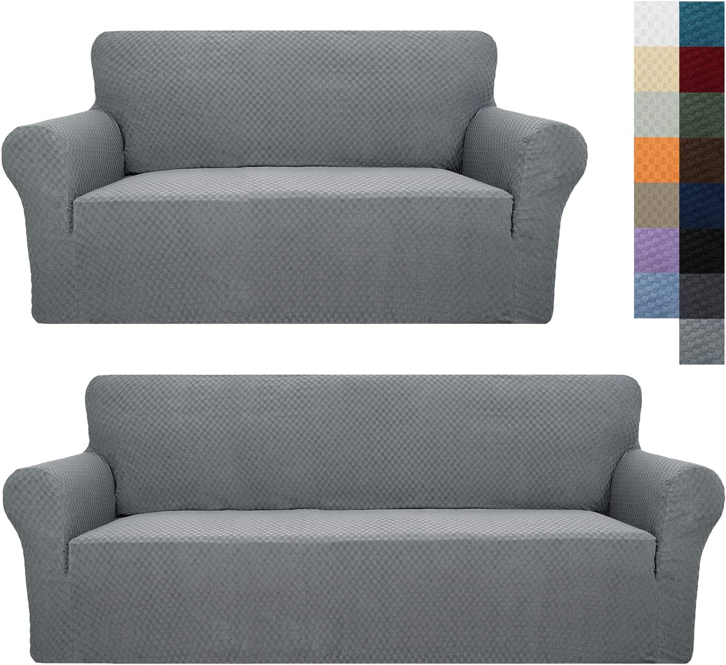 YEMYHOM Slipcover Bundles Large Size Sofa Cover + Medium Size Loveseat Cover （Light Gray）