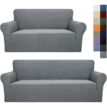 YEMYHOM Slipcover Bundles Large Size Sofa Cover + Medium Size Loveseat Cover Light Gray